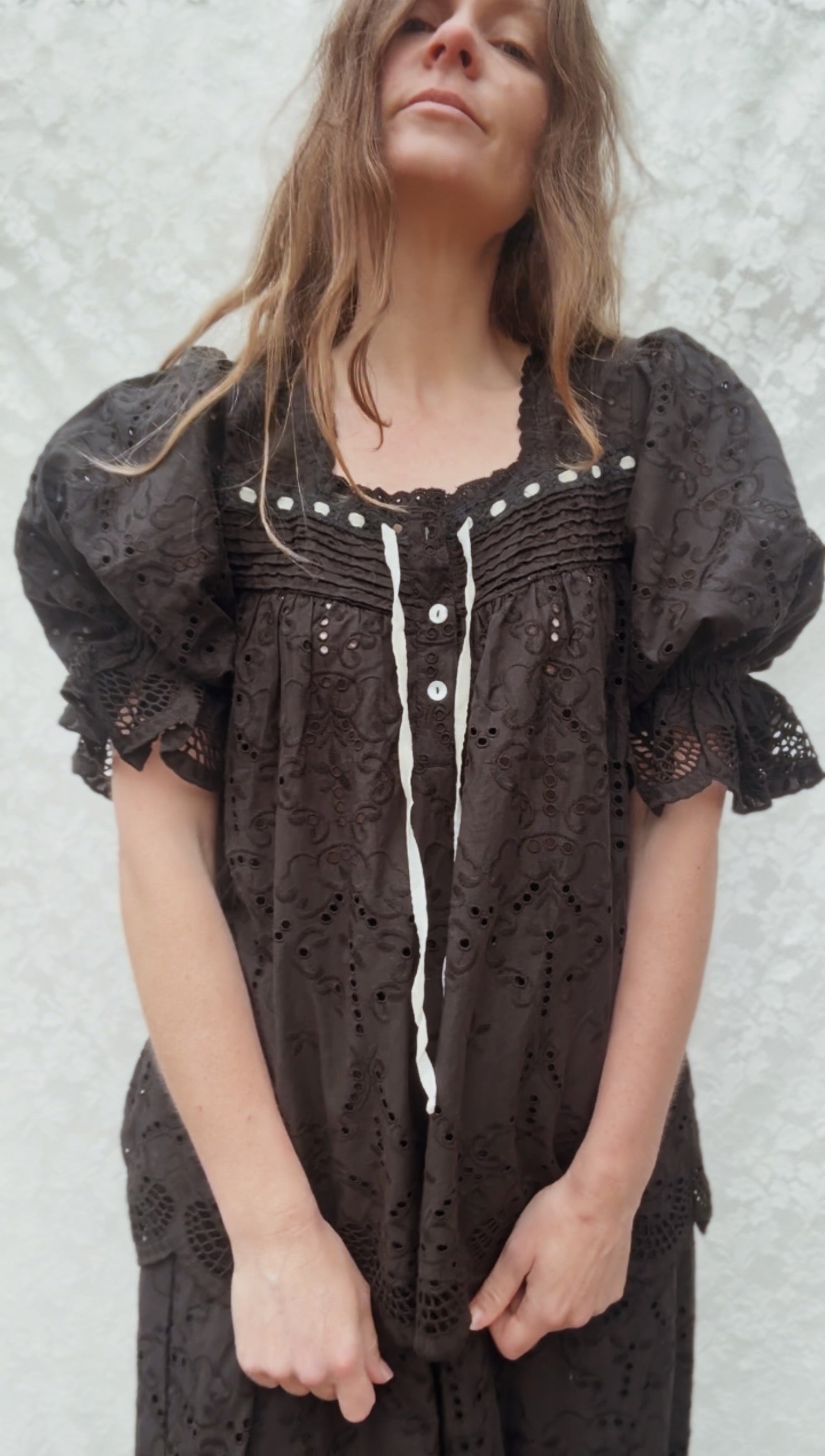 100% RECYCLED COTTON - MORNING SONG BLOUSE BLACK