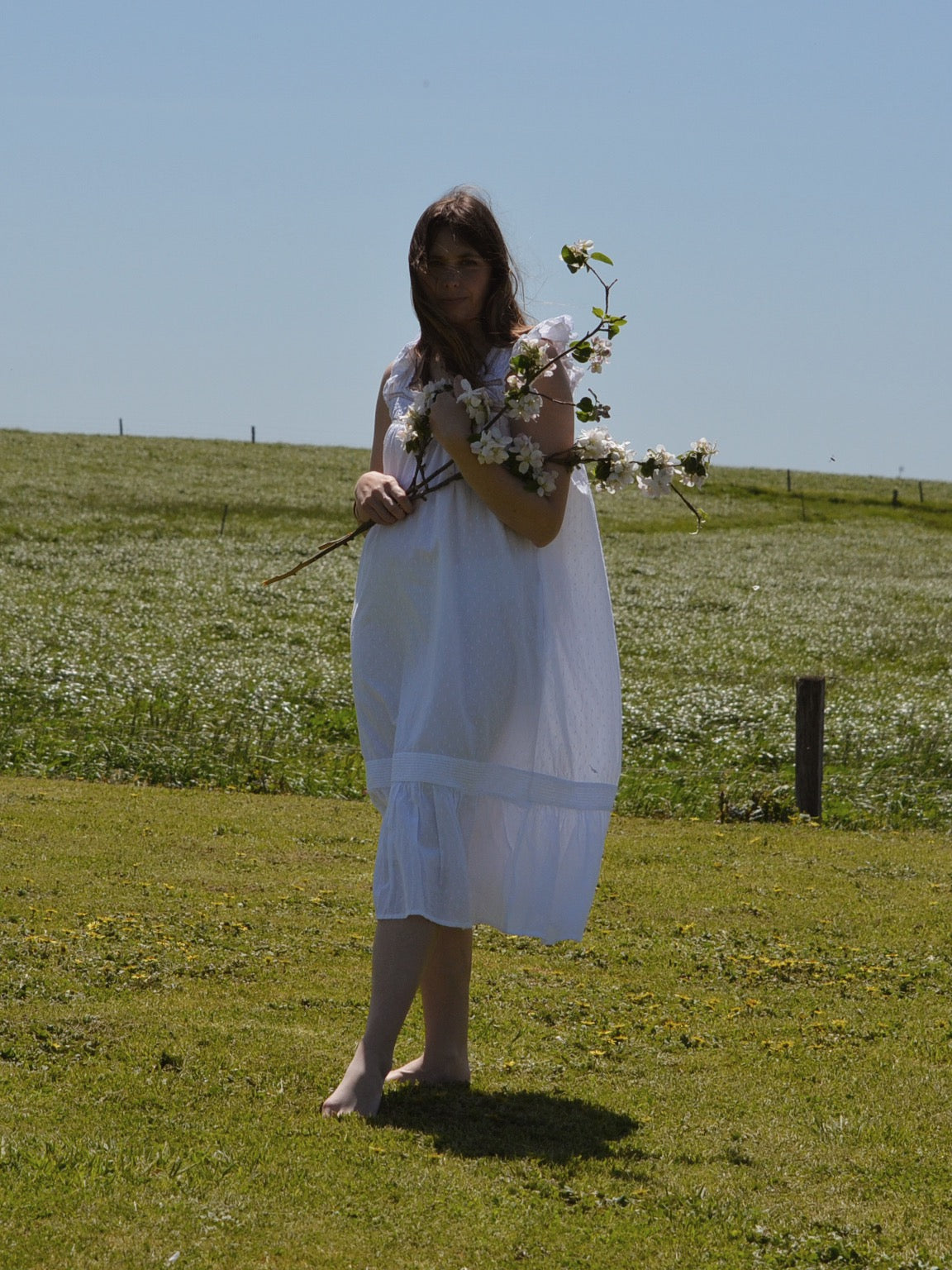 100% RECYCLED COTTON - ALICE DRESS -  WHITE