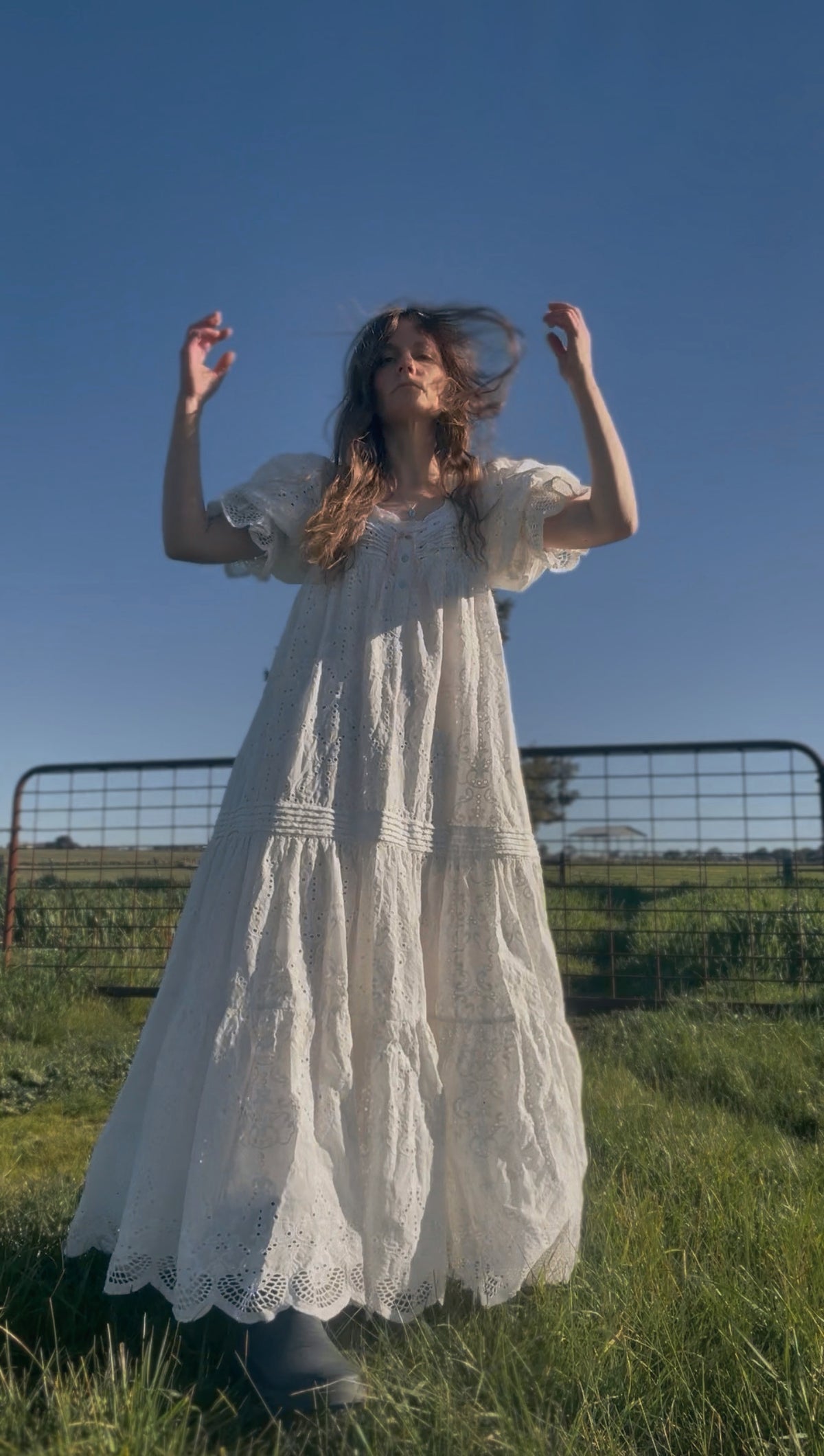 100% RECYCLED COTTON - MORNING SONG DRESS WHITE BRODERIE COTTON