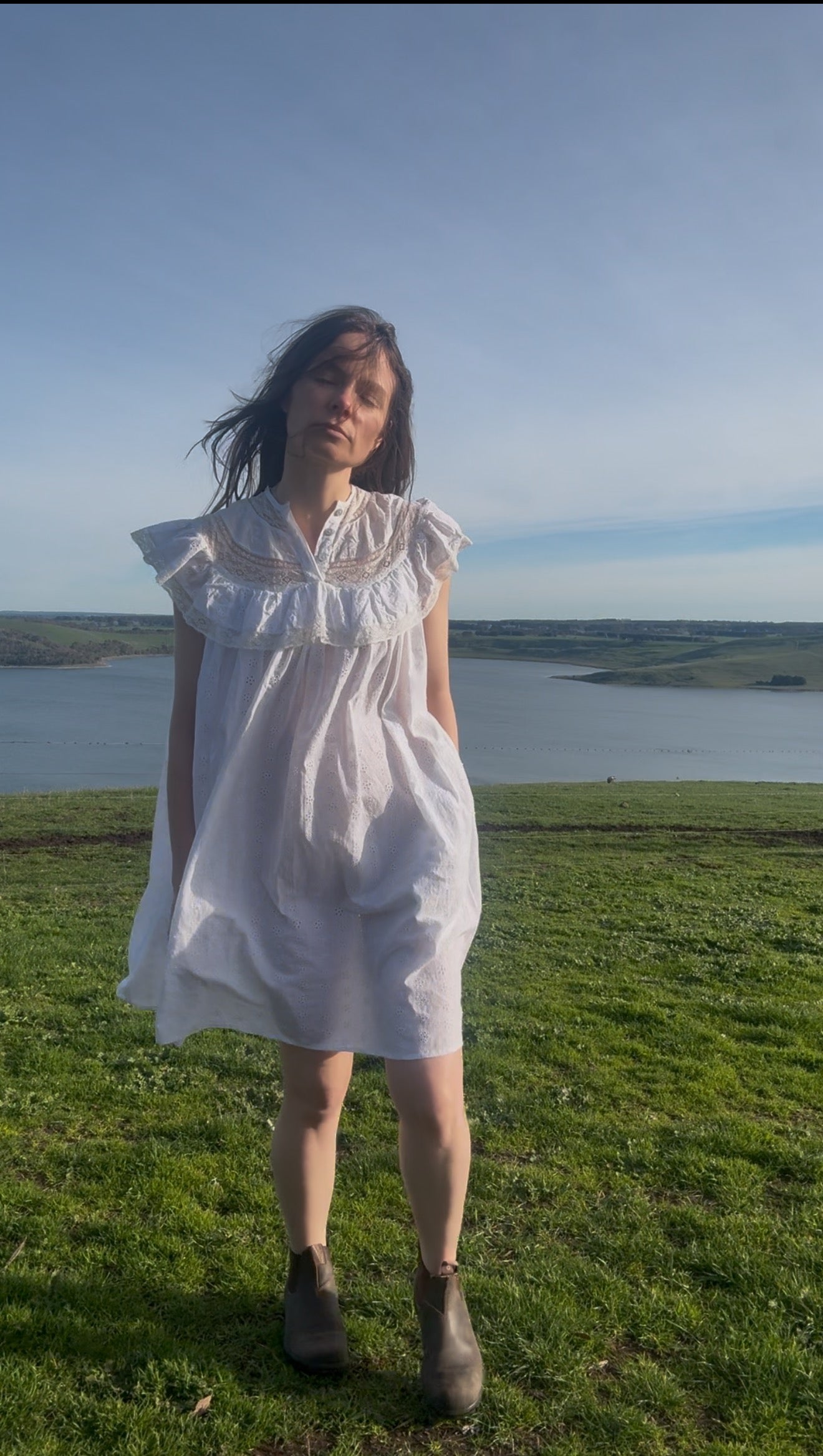 100% RECYCLED COTTON - REVERIE DRESS WHITE SHORT