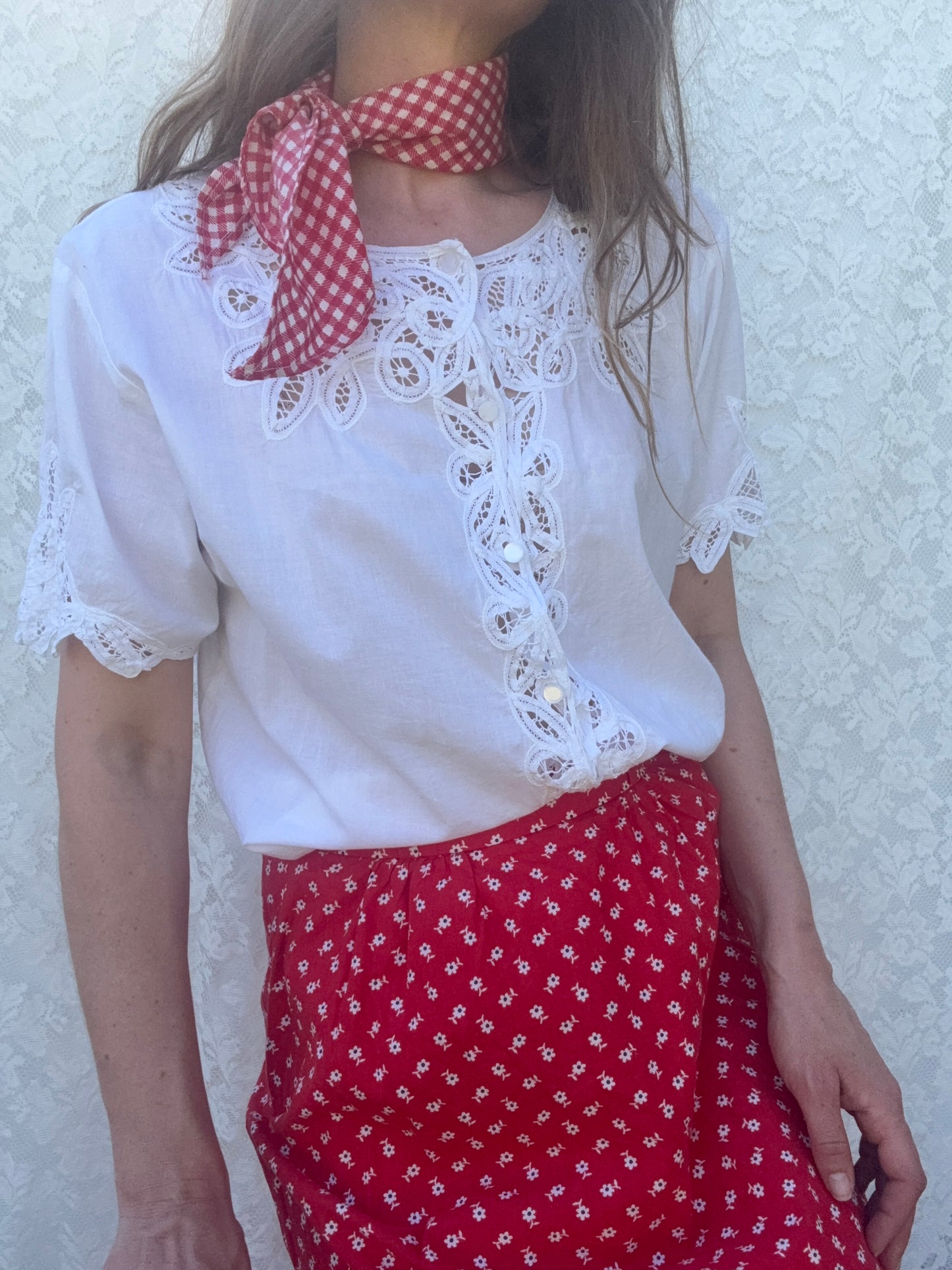 REWORKED - WHITE COTTON BLOUSE 8-12