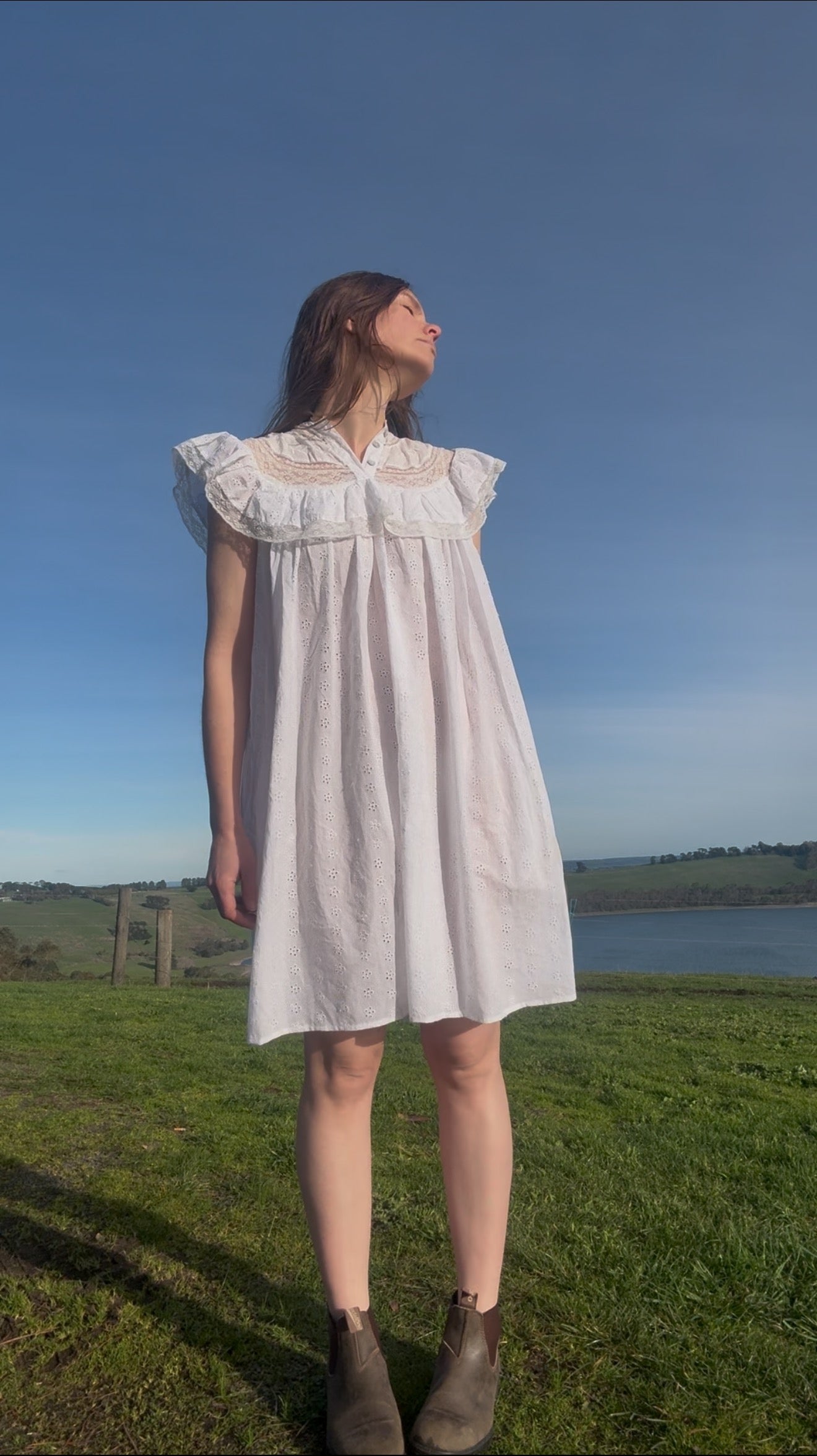 100% RECYCLED COTTON - REVERIE DRESS WHITE SHORT