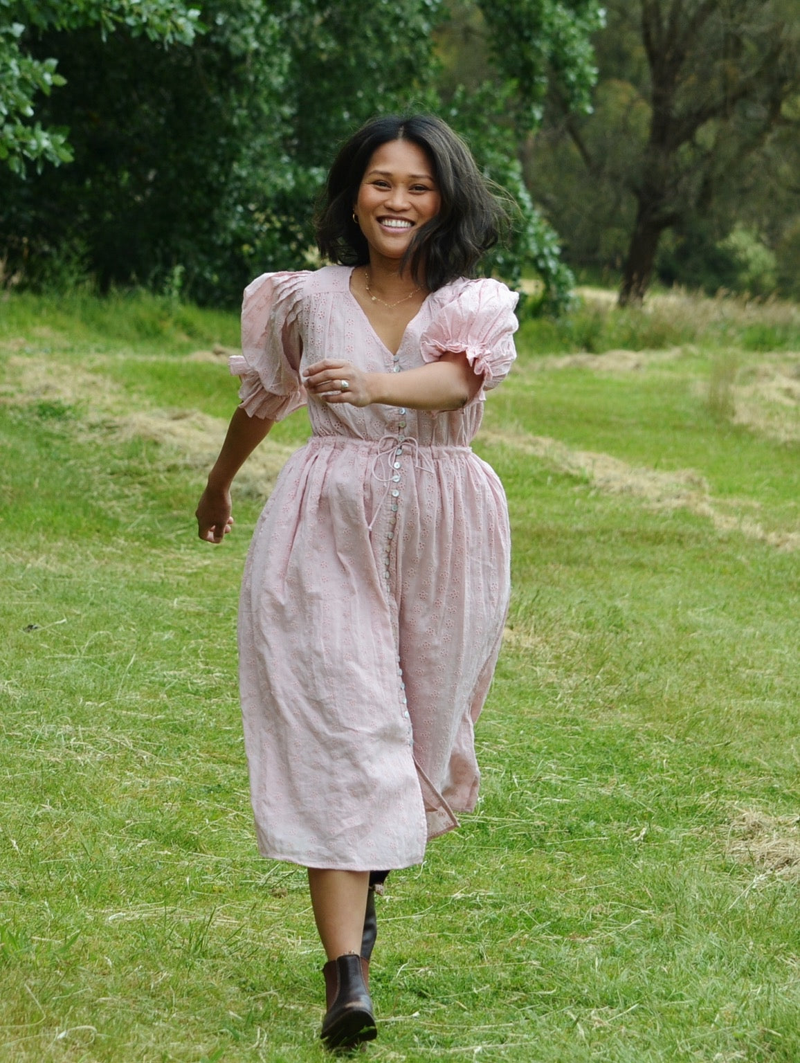 100% RECYCLED COTTON - WINSLOW PINK COTTON LACE DRESS