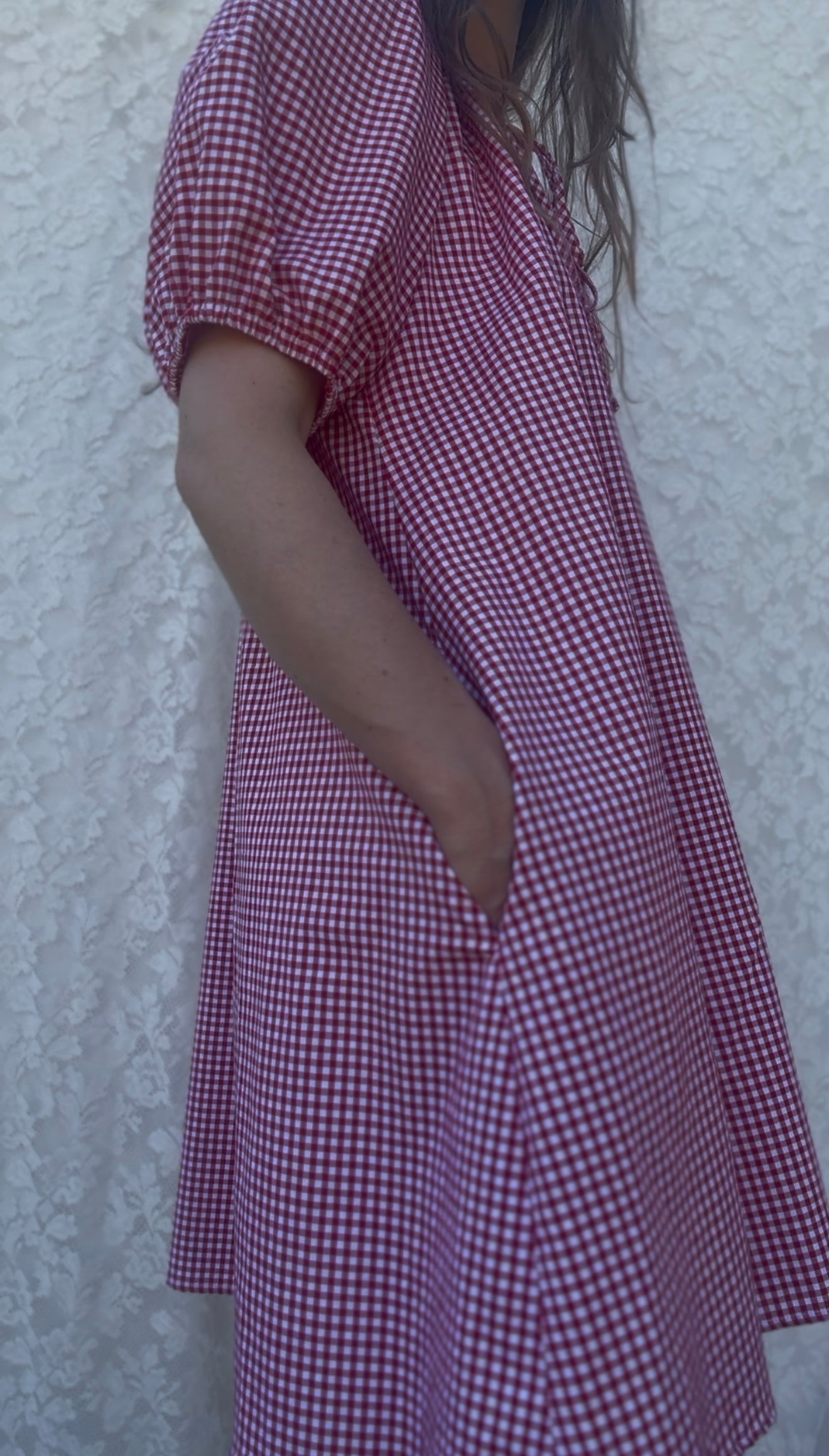 POPPY SMOCK DRESS RED GINGHAM COTTON