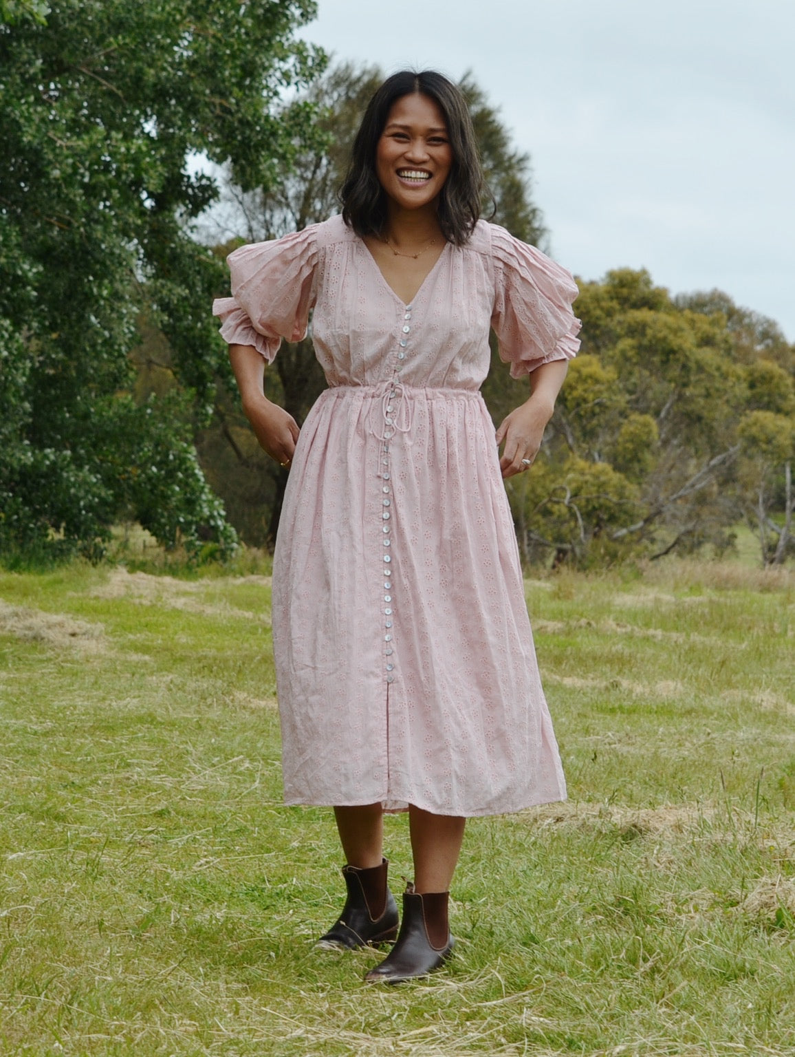 100% RECYCLED COTTON - WINSLOW PINK COTTON LACE DRESS