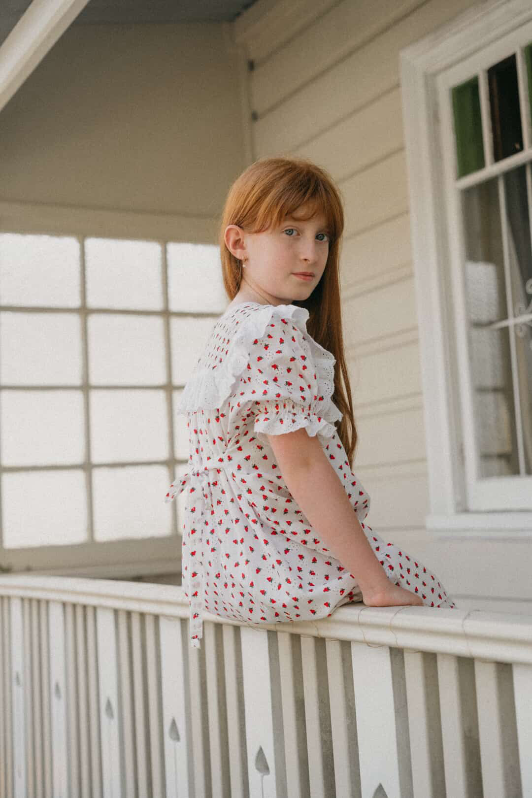 100% RECYCLED COTTON - ANNABELLE GIRL'S STRAWBERRY DRESS