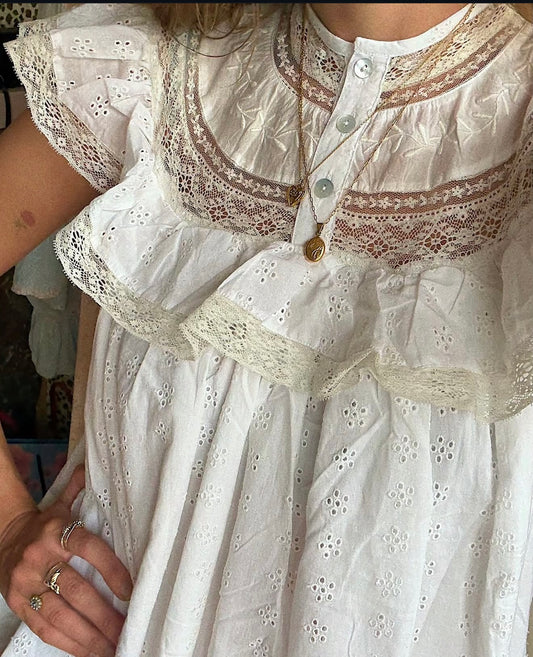 SMALL RESTOCK - 100% RECYCLED COTTON - REVERIE DRESS WHITE