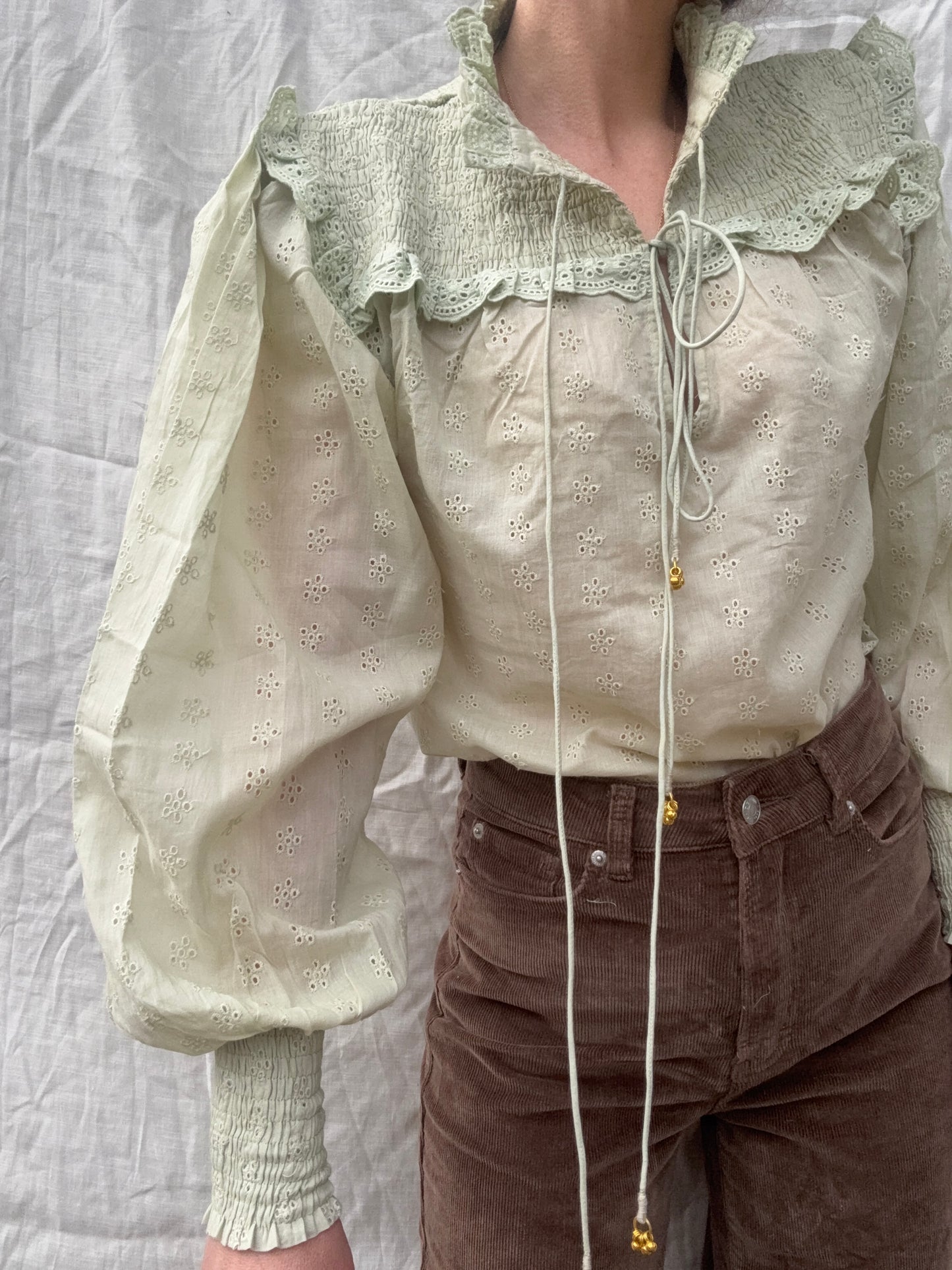 100% RECYCLED COTTON - BAMBI BLOUSE LIGHT MINT GREEN