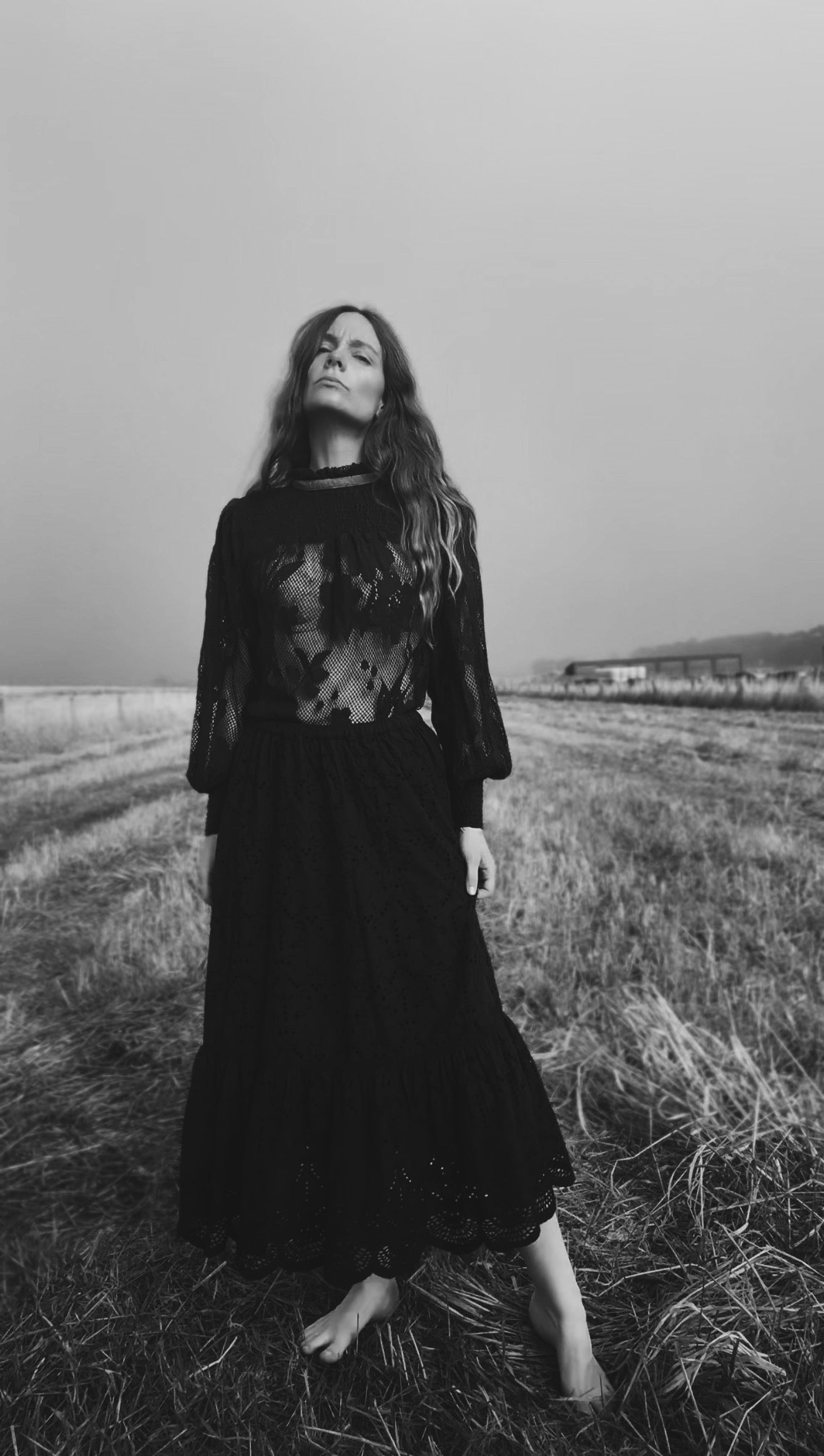 CELESTE CROCHET COTTON BLOUSE BLACK