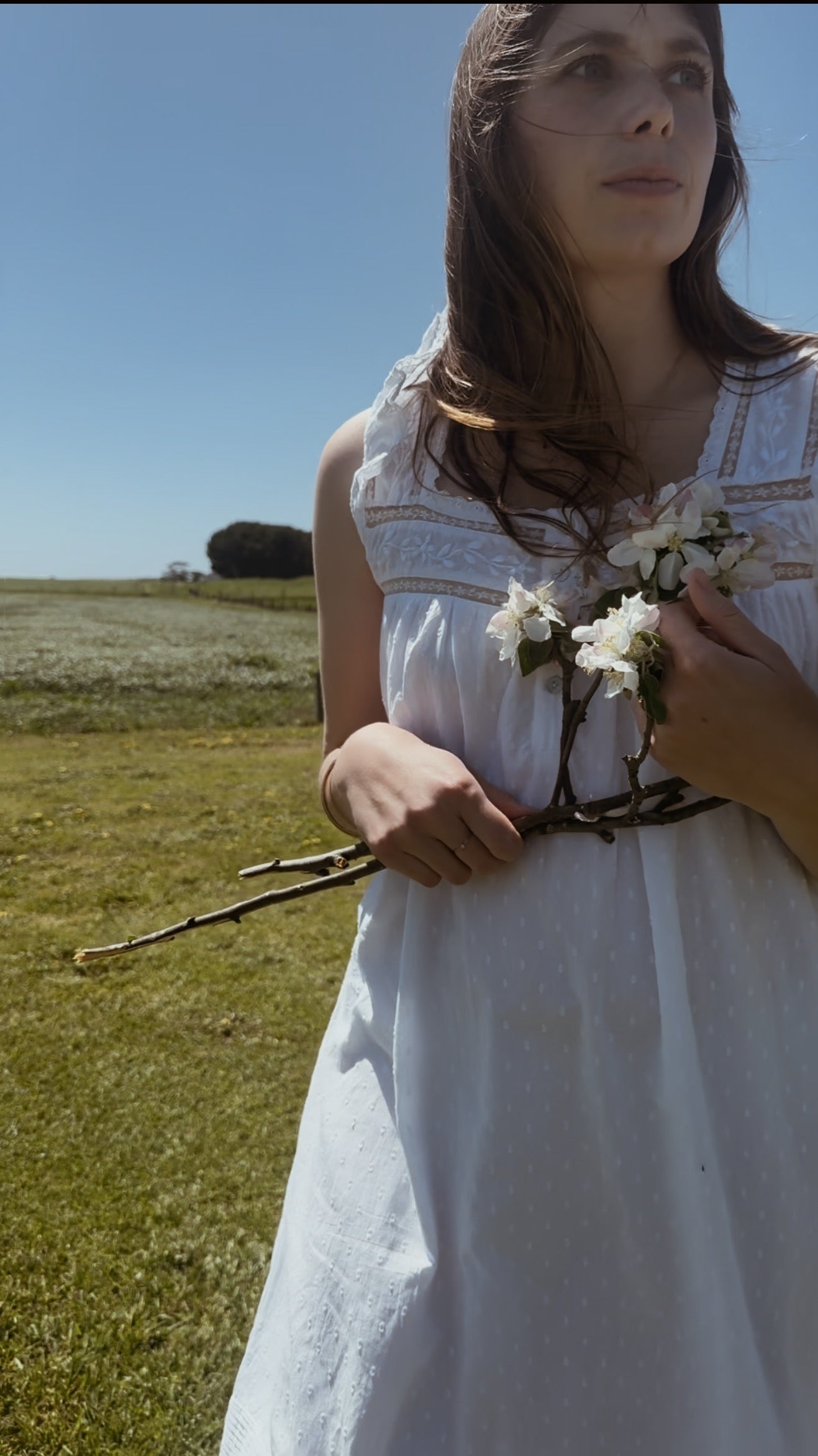 100% RECYCLED COTTON - ALICE DRESS -  WHITE