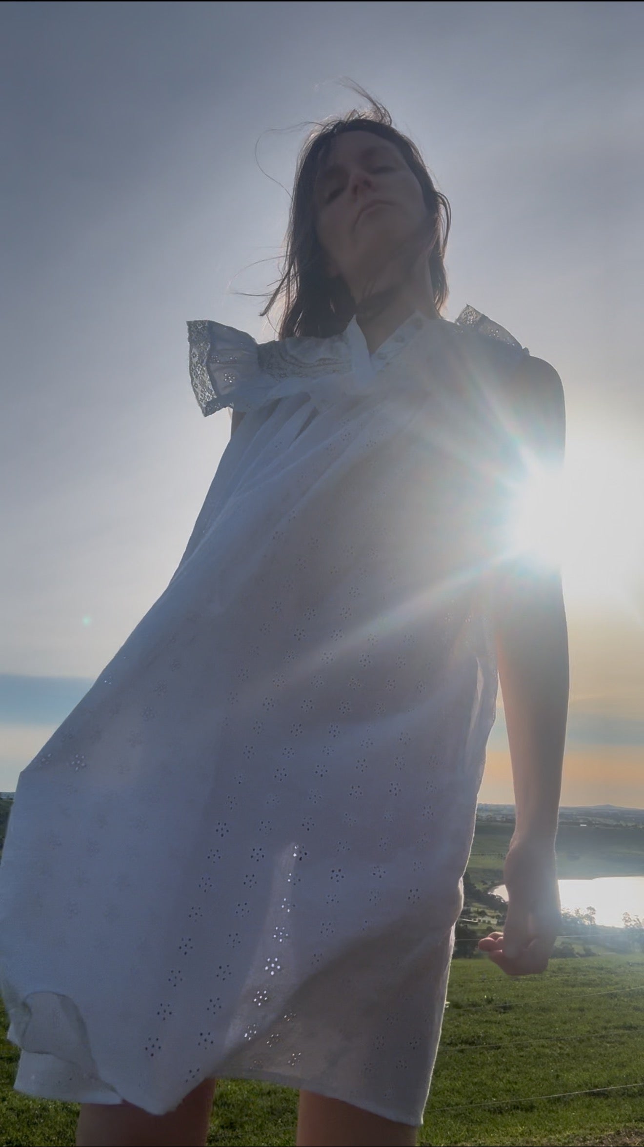 100% RECYCLED COTTON - REVERIE DRESS WHITE SHORT