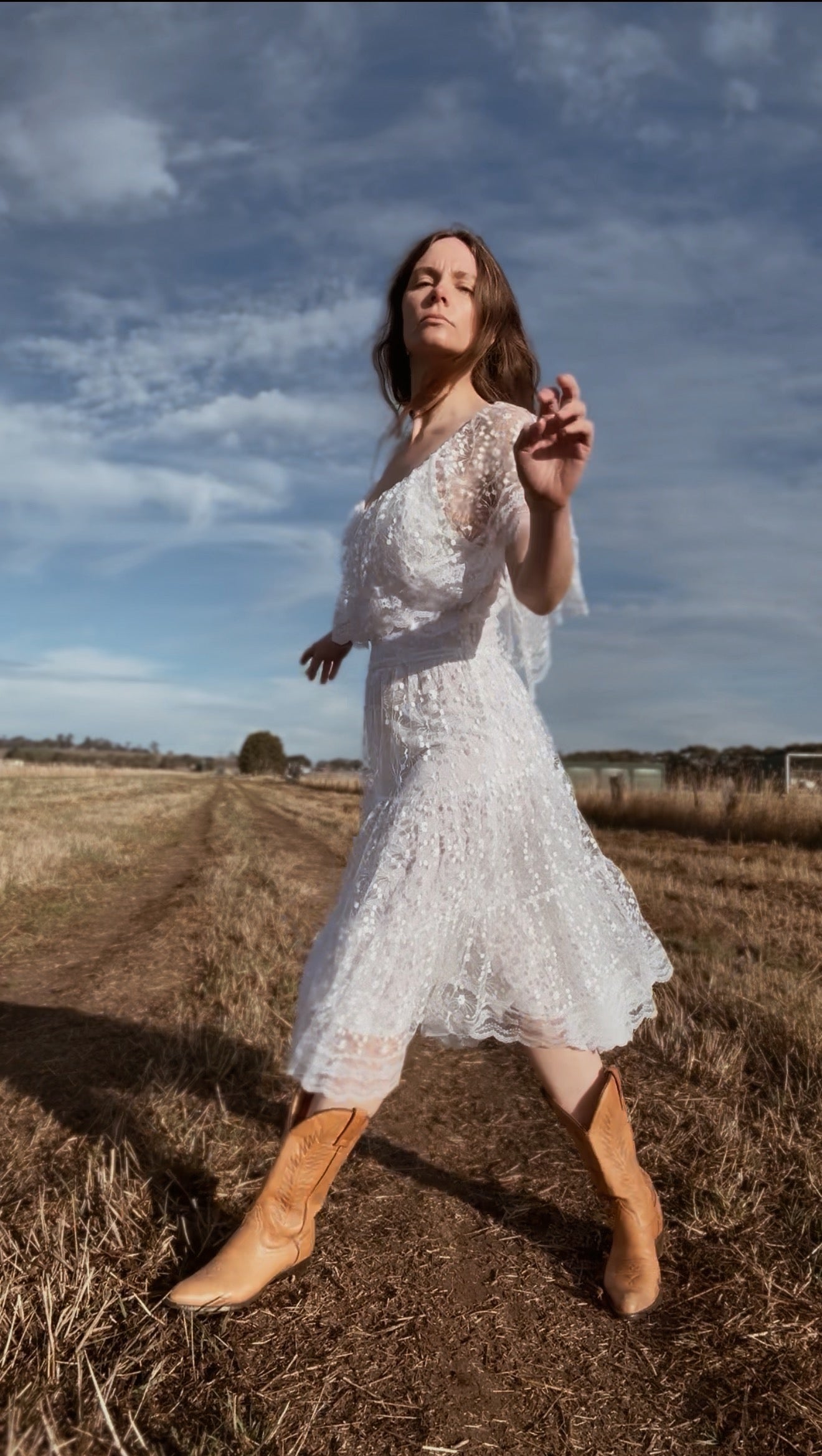 VINTAGE STEFAN EXCLUSIVE LACE PRAIRIE DRESS - MADE IN ENGLAND XS-S
