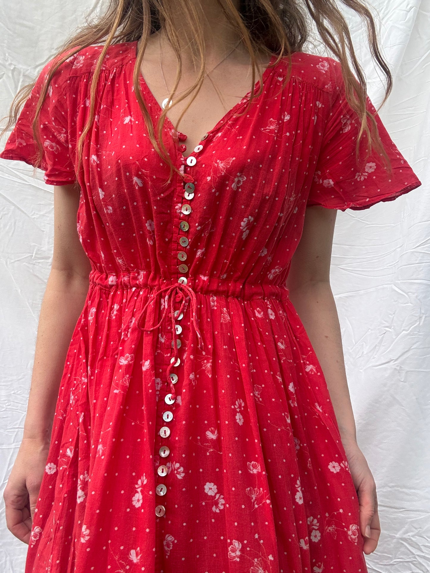 PRELOVED - DULCIE DRESS RED COSMOS FLORAL SMALL