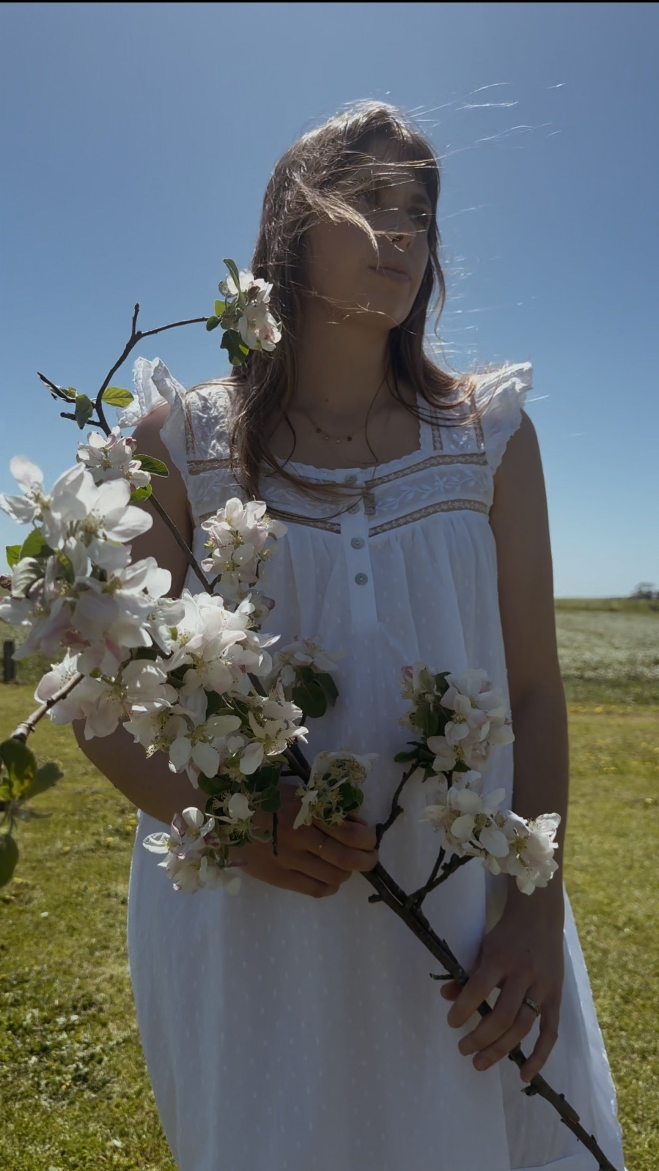 100% RECYCLED COTTON - ALICE DRESS -  WHITE