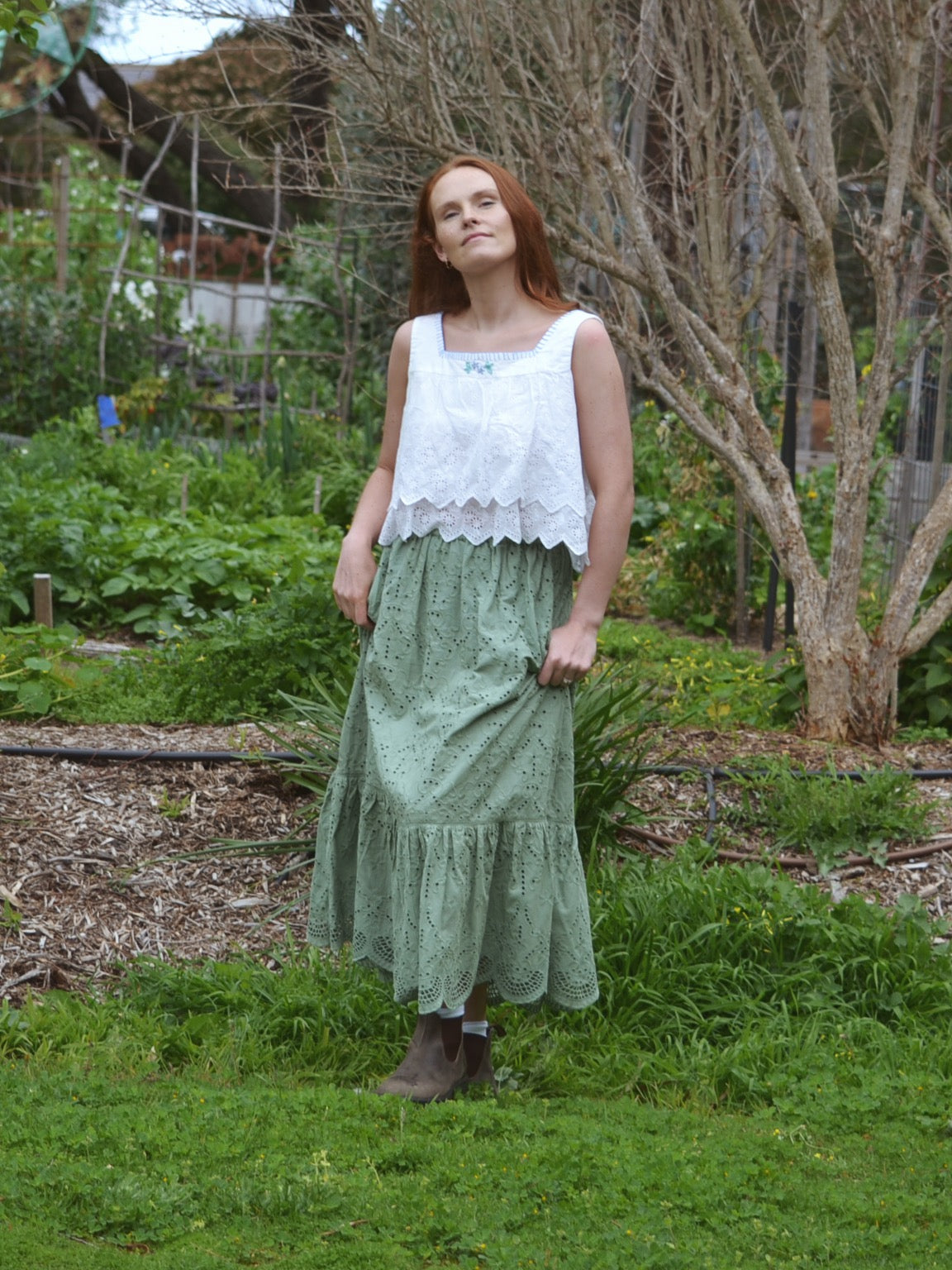 REWORKED - ONE OF A KIND COTTON EMBROIDERED BLOUSE MEDIUM - LARGE