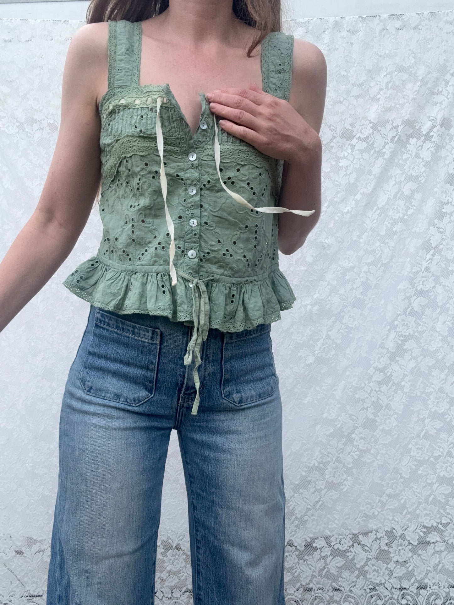 SMALL RESTOCK - 100% RECYCLED COTTON - ETIENNE CAMI SAGE