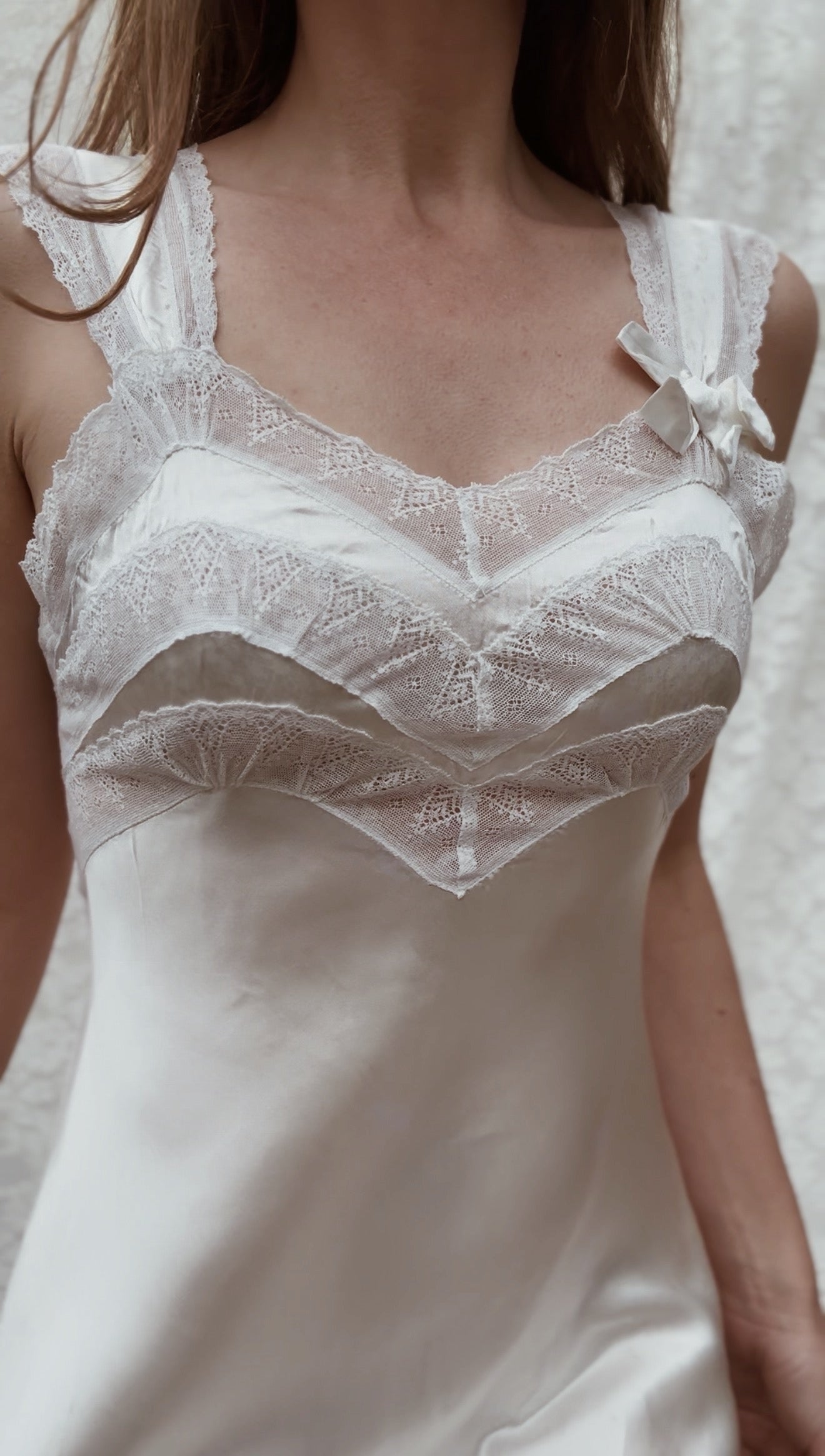 VINTAGE PATOLAINE 1930'S SLIP DRESS WHITE XS