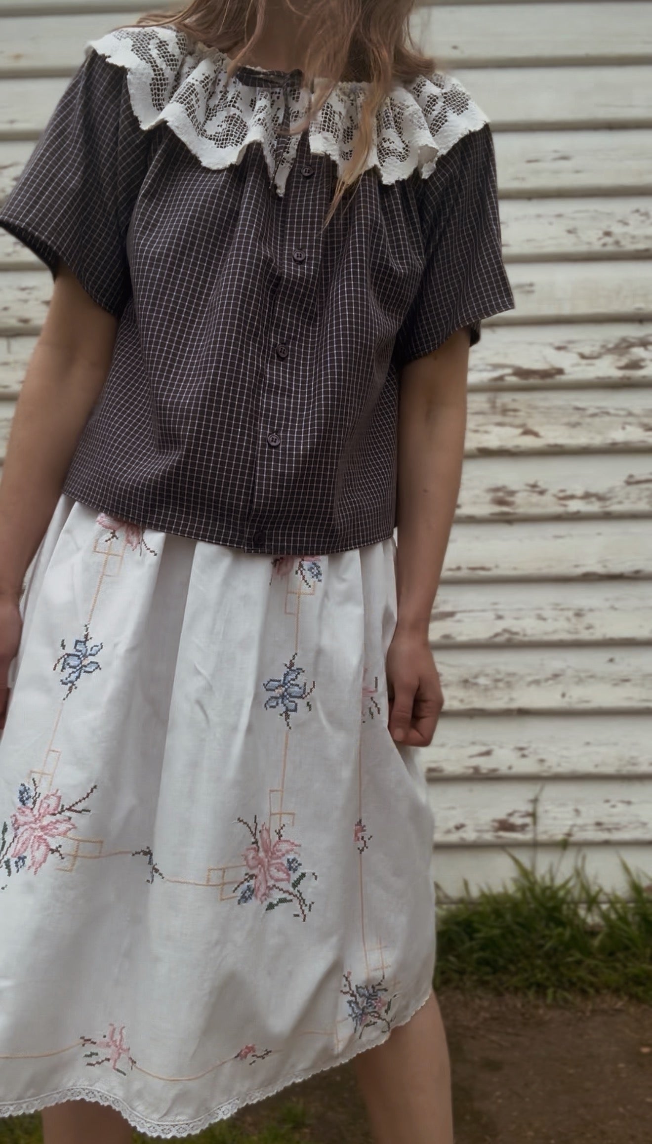 ONE OF A KIND VINTAGE FILET LACE BLOUSE — XS/S