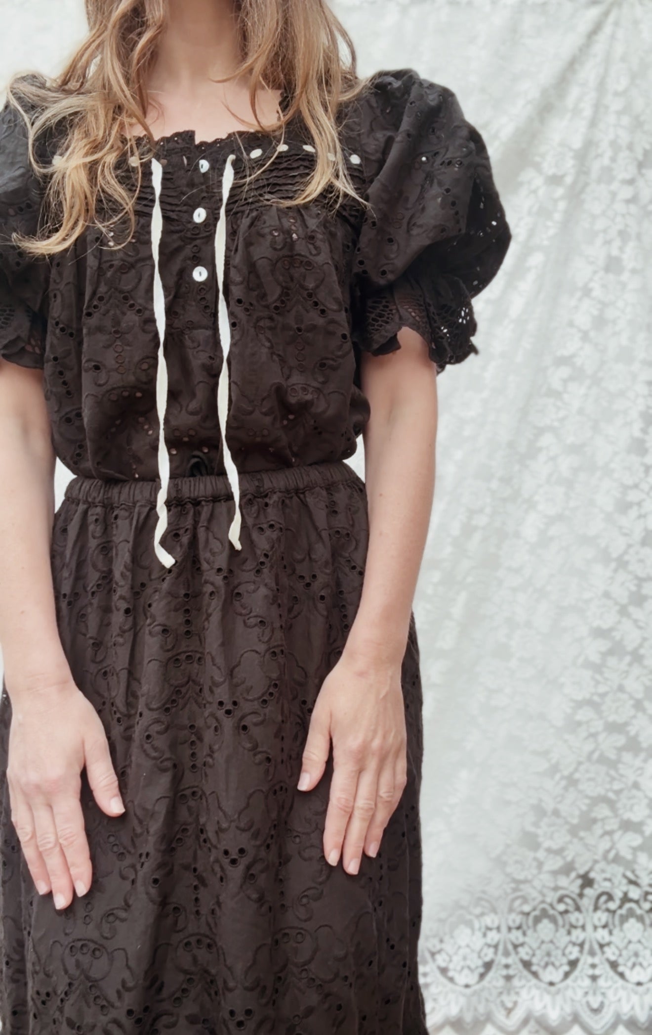 100% RECYCLED COTTON - MORNING SONG BLOUSE BLACK