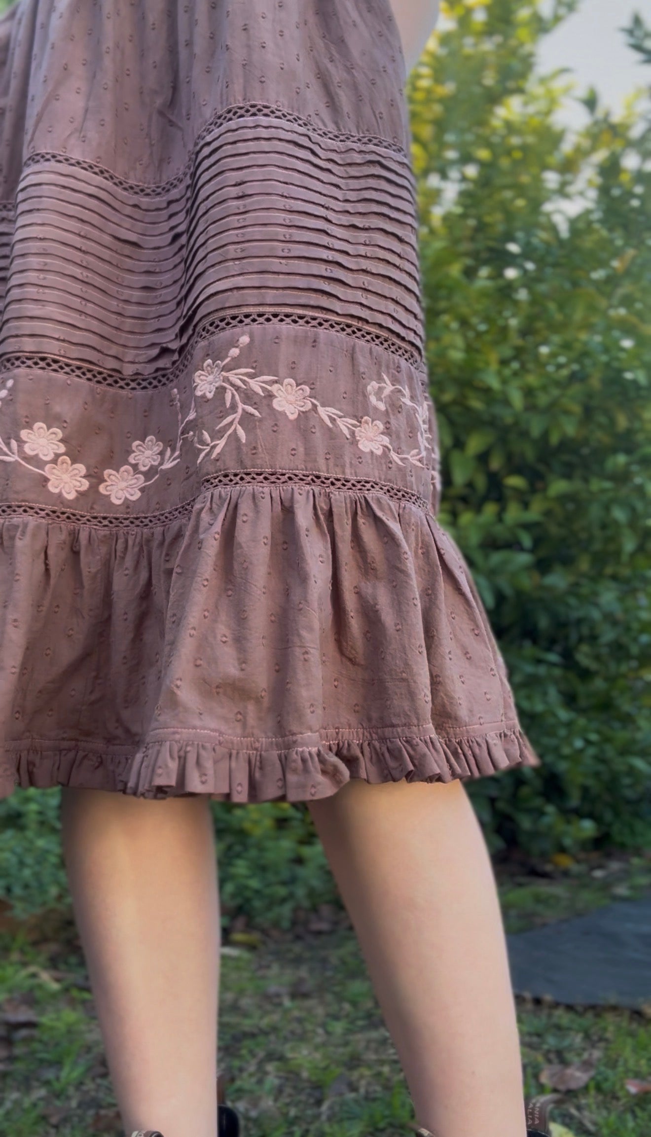 100% RECYCLED COTTON - FAUSTINE DRESS PASTEL WASHED BROWN