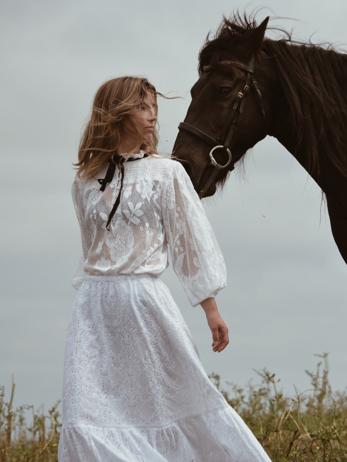 CELESTE CROCHET COTTON BLOUSE WHITE