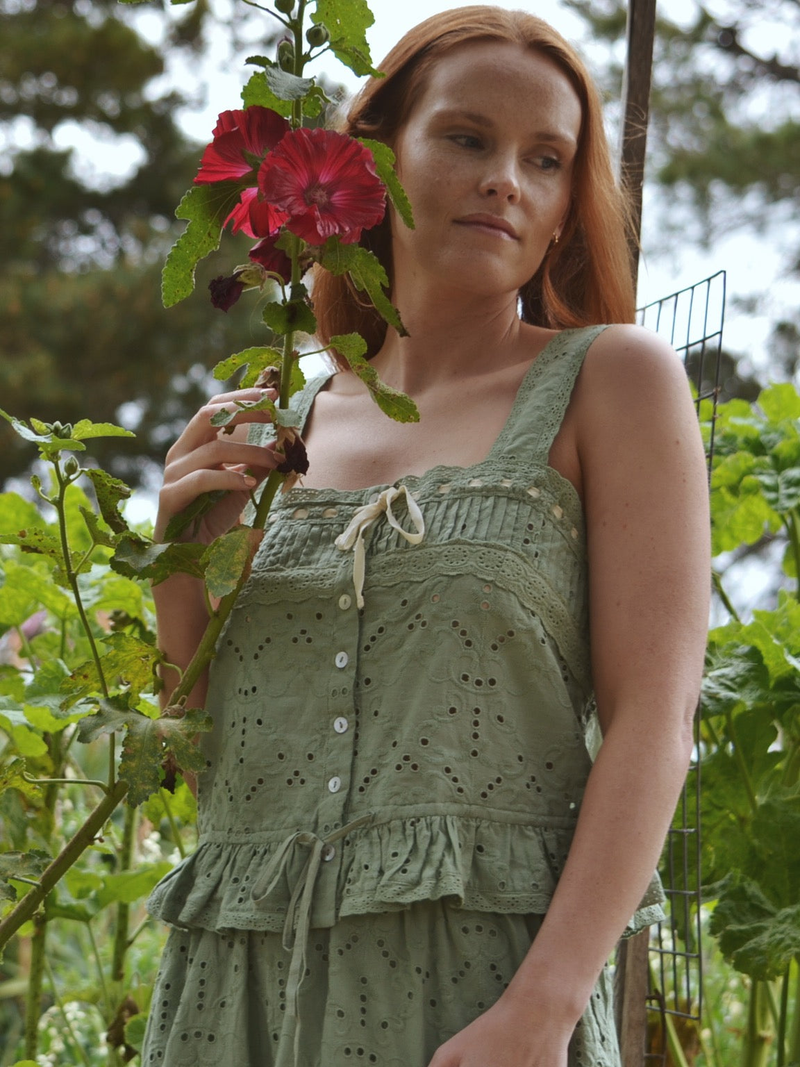 100% RECYCLED COTTON - ETIENNE CAMI SAGE