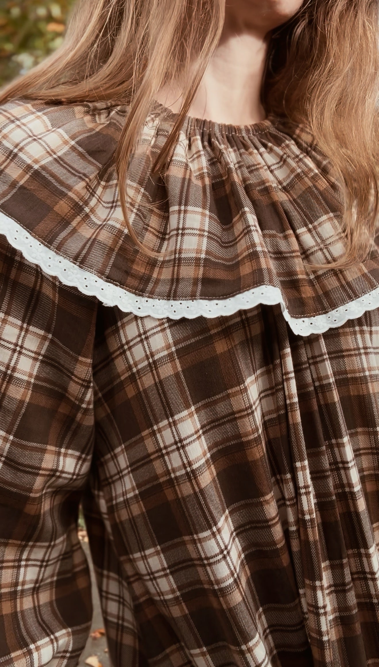 HETTIE SMOCK DRESS BROWN PLAID CHECK