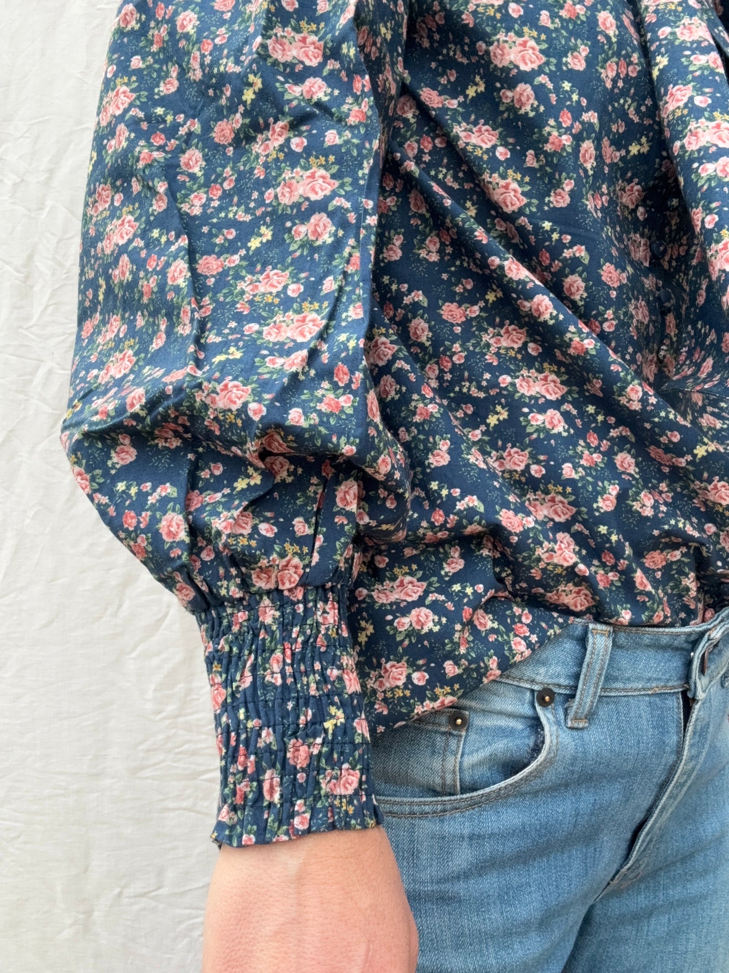 100% RECYCLED COTTON - CLOTHILDE BLOUSE NAVY FLORAL