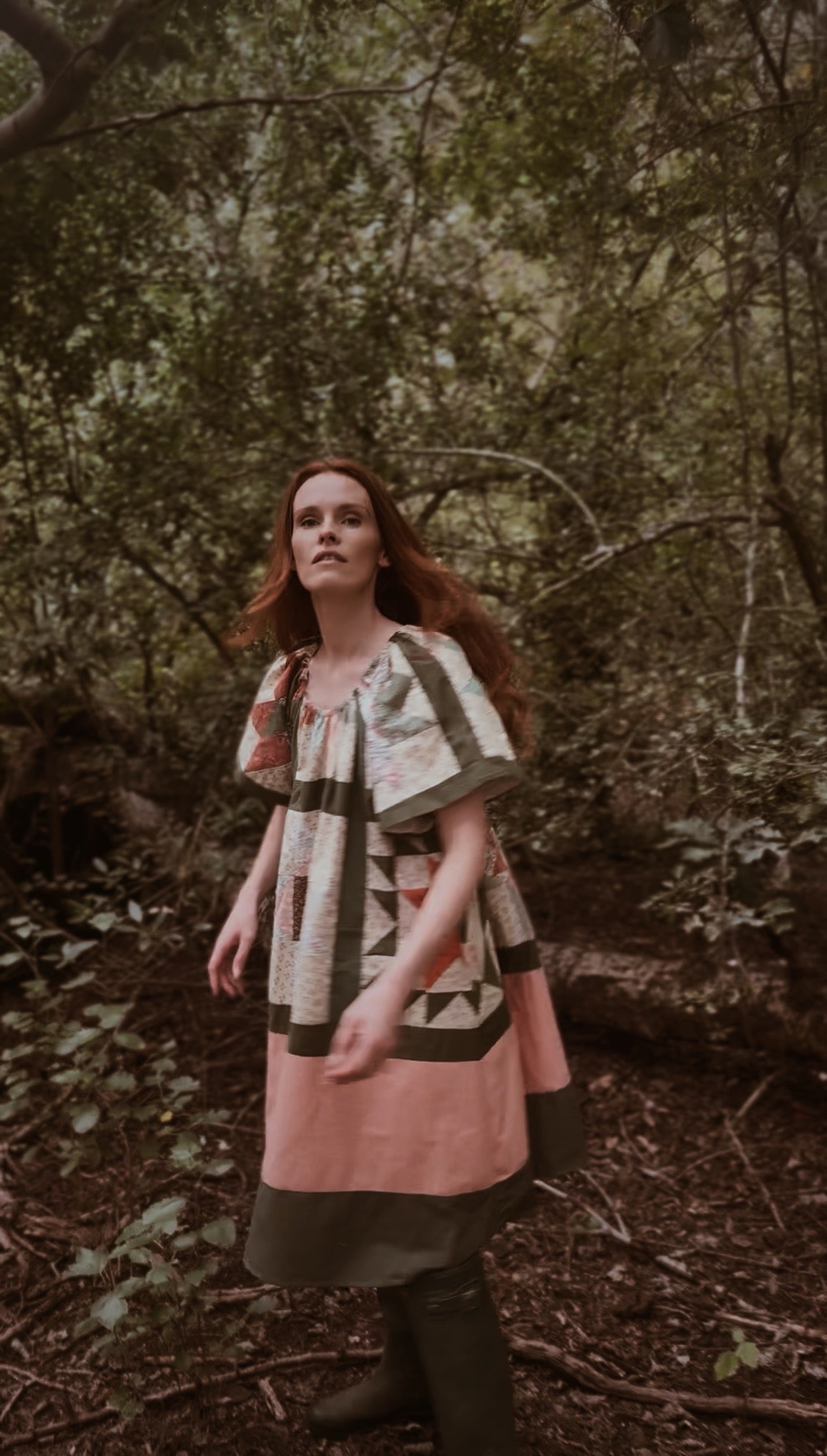 ONE OF A KIND REWORKED PATCHWORK SMOCK DRESS S-L