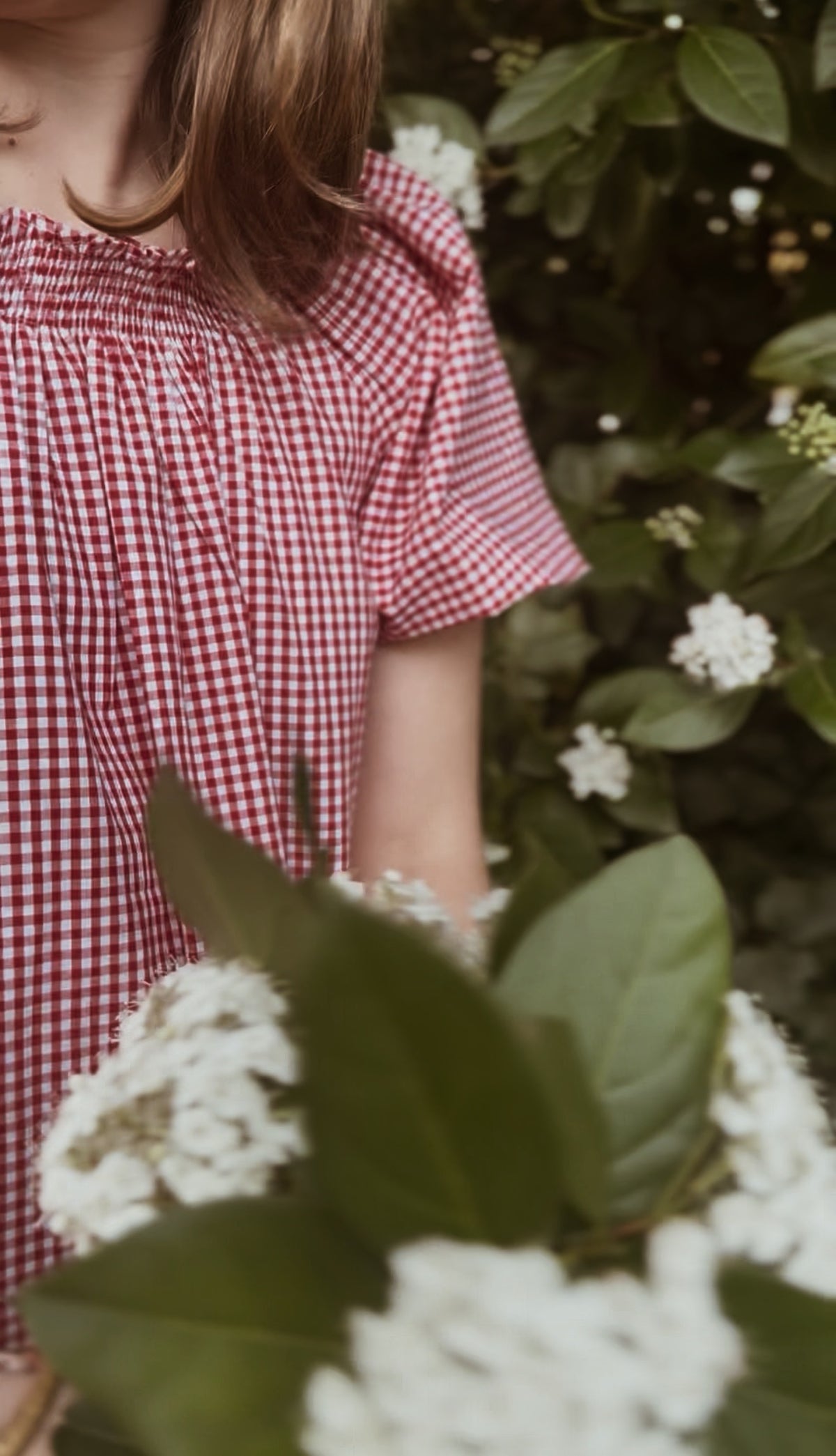 ANYA SMOCK DRESS RED GINGHAM COTTON