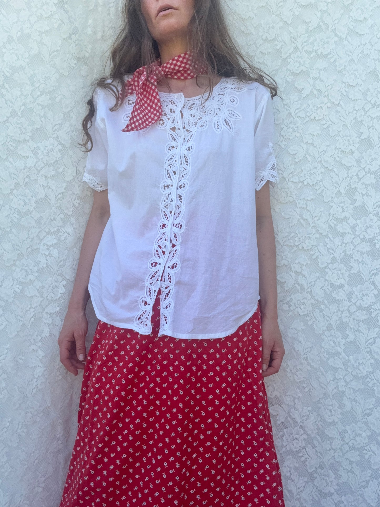 REWORKED - WHITE COTTON BLOUSE 8-12