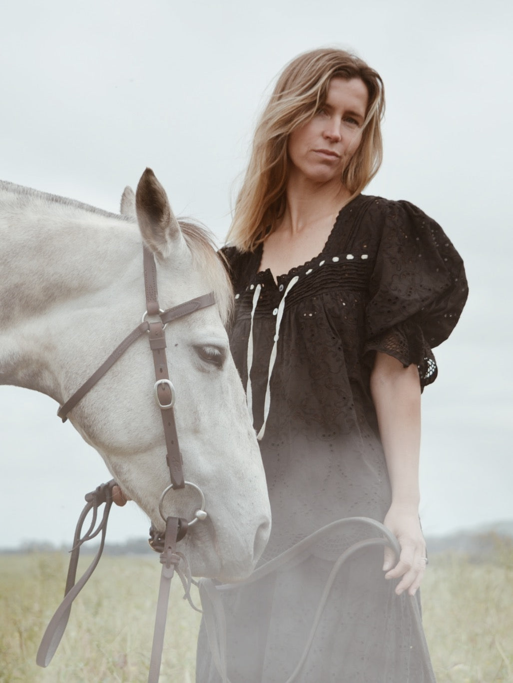 100% RECYCLED COTTON - MORNING SONG BLOUSE BLACK