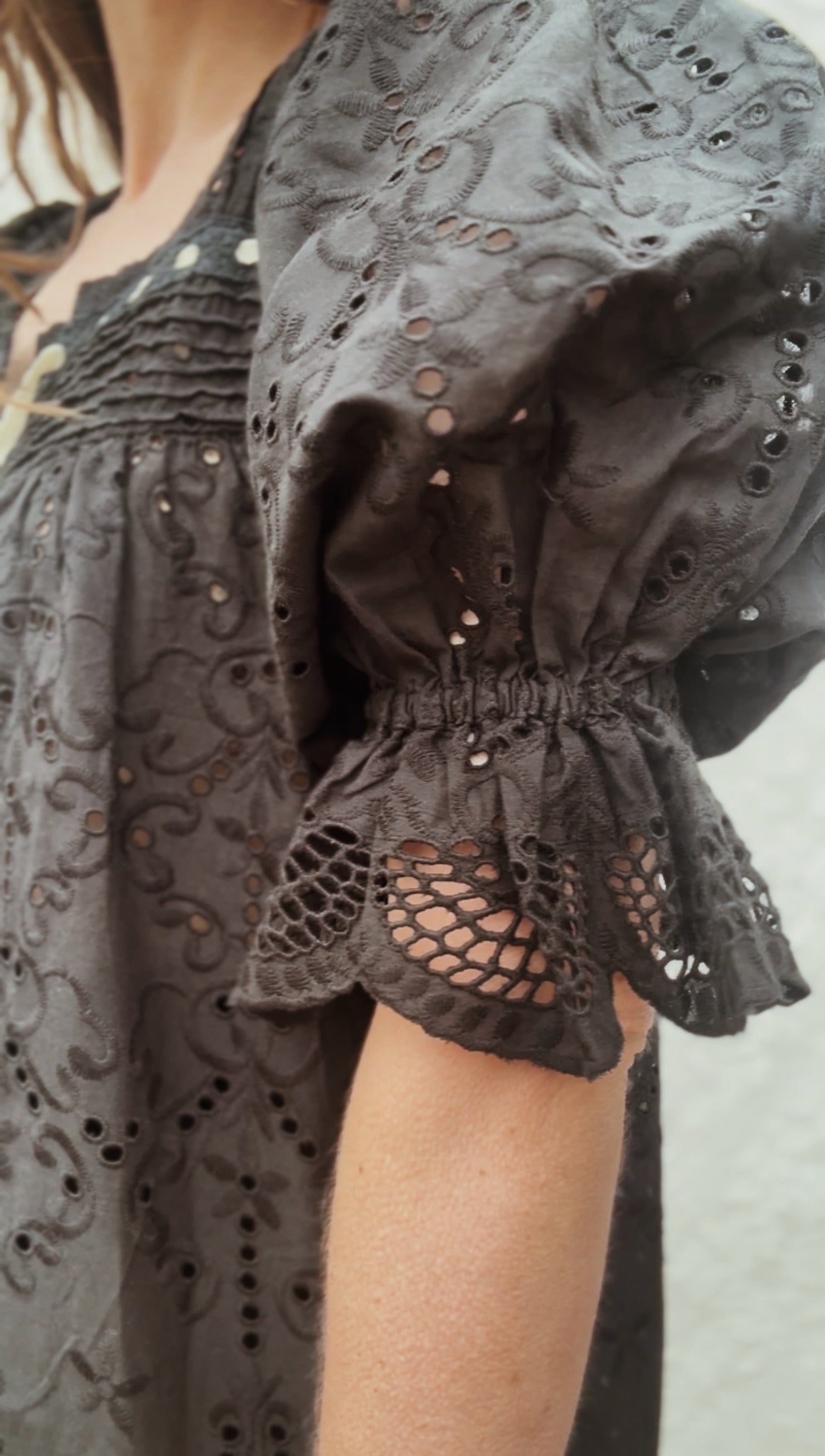 100% RECYCLED COTTON - MORNING SONG BLOUSE BLACK