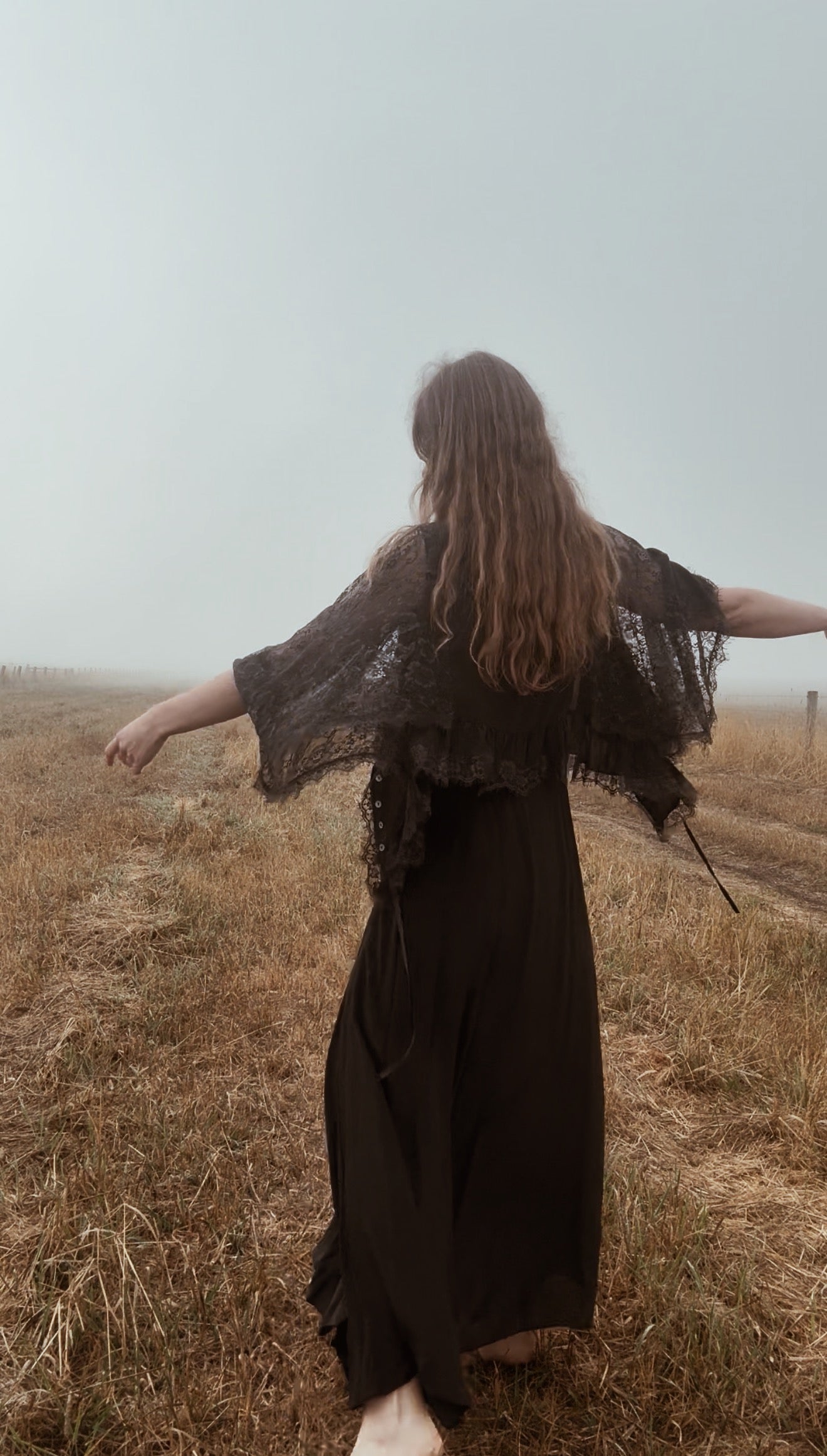 PREORDER AURORA SILK & LACE DRESS - BLACK