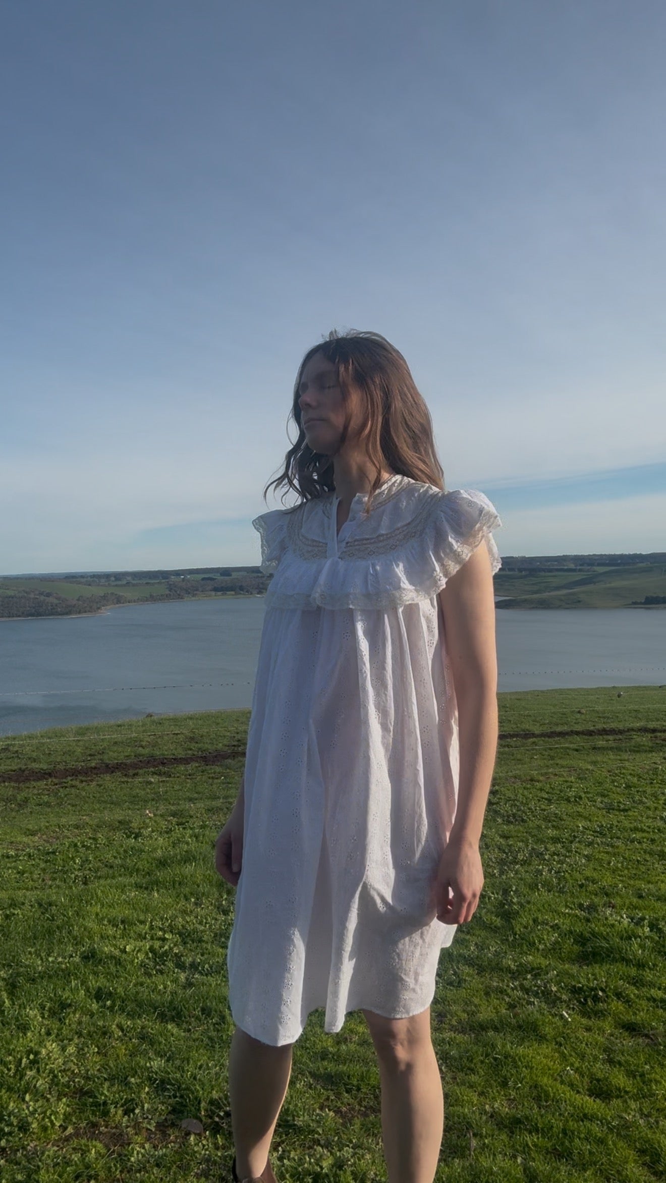 100% RECYCLED COTTON - REVERIE DRESS WHITE SHORT