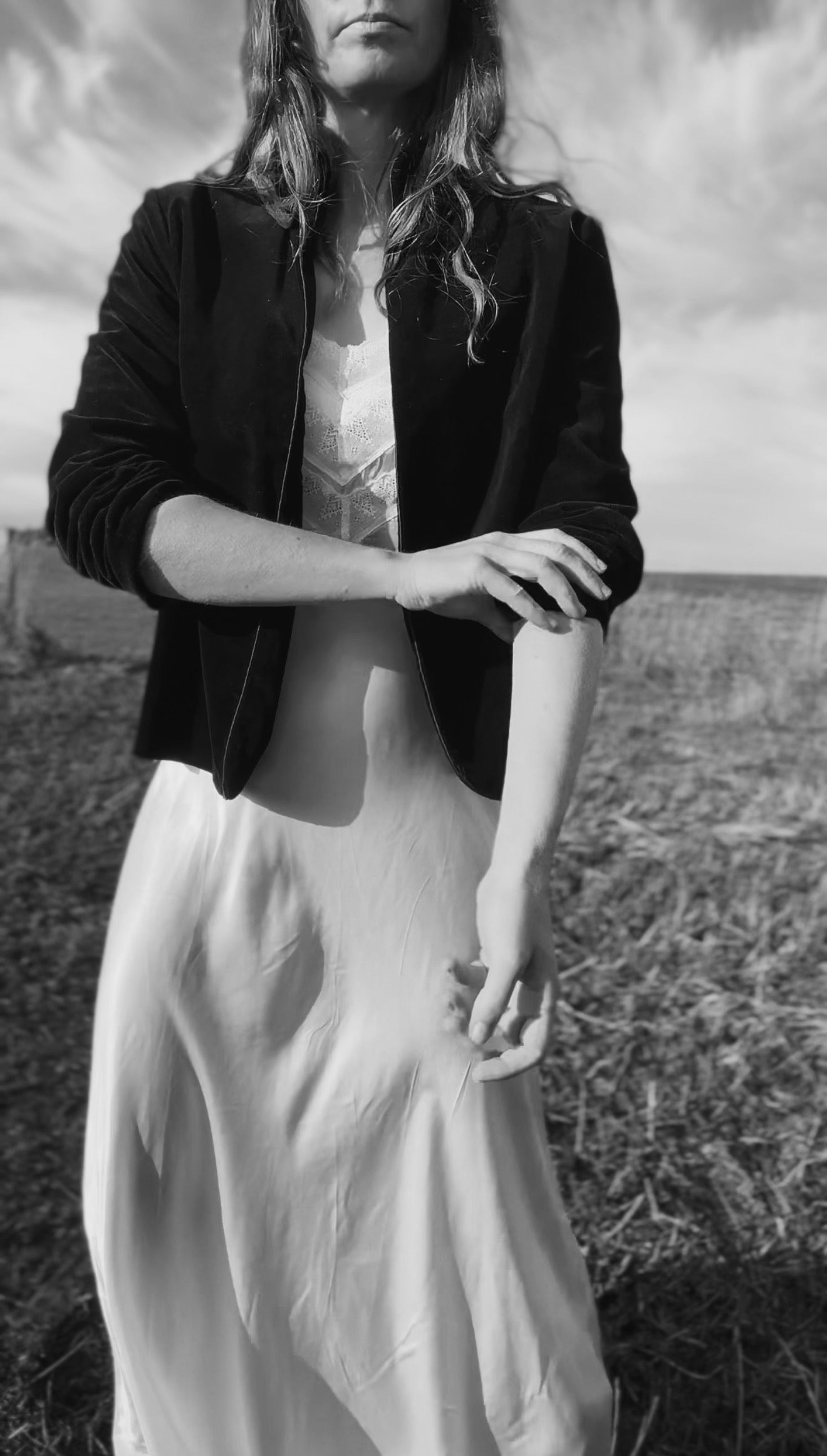 VINTAGE ELIZA BLACK COTTON VELVETEEN JACKET XS - M