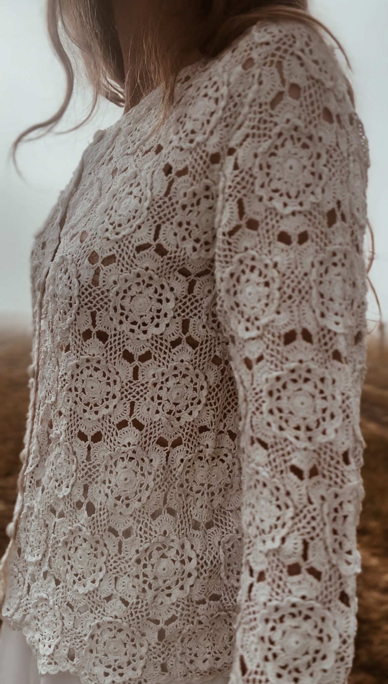 REWORKED CROCHET CARDIGAN OFF WHITE SMALL