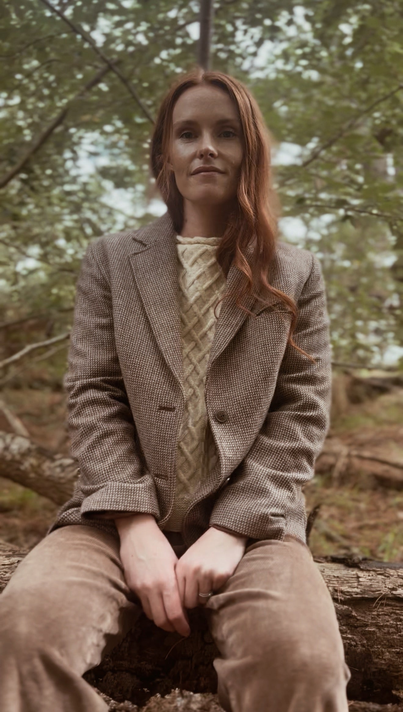 VINTAGE BROWN WOOL BLEND TAILORED BLAZER XS-S