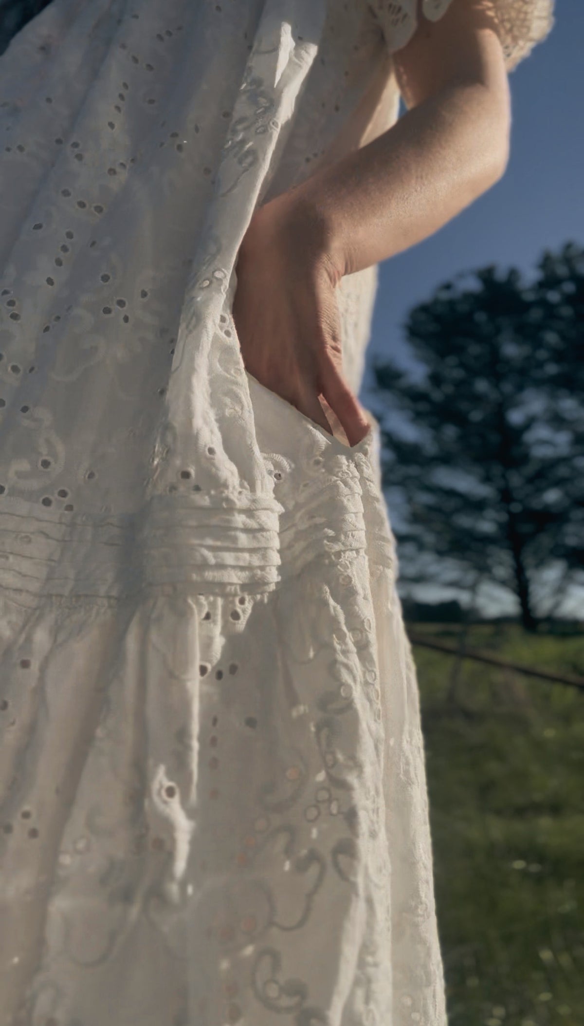 100% RECYCLED COTTON - MORNING SONG DRESS WHITE BRODERIE COTTON