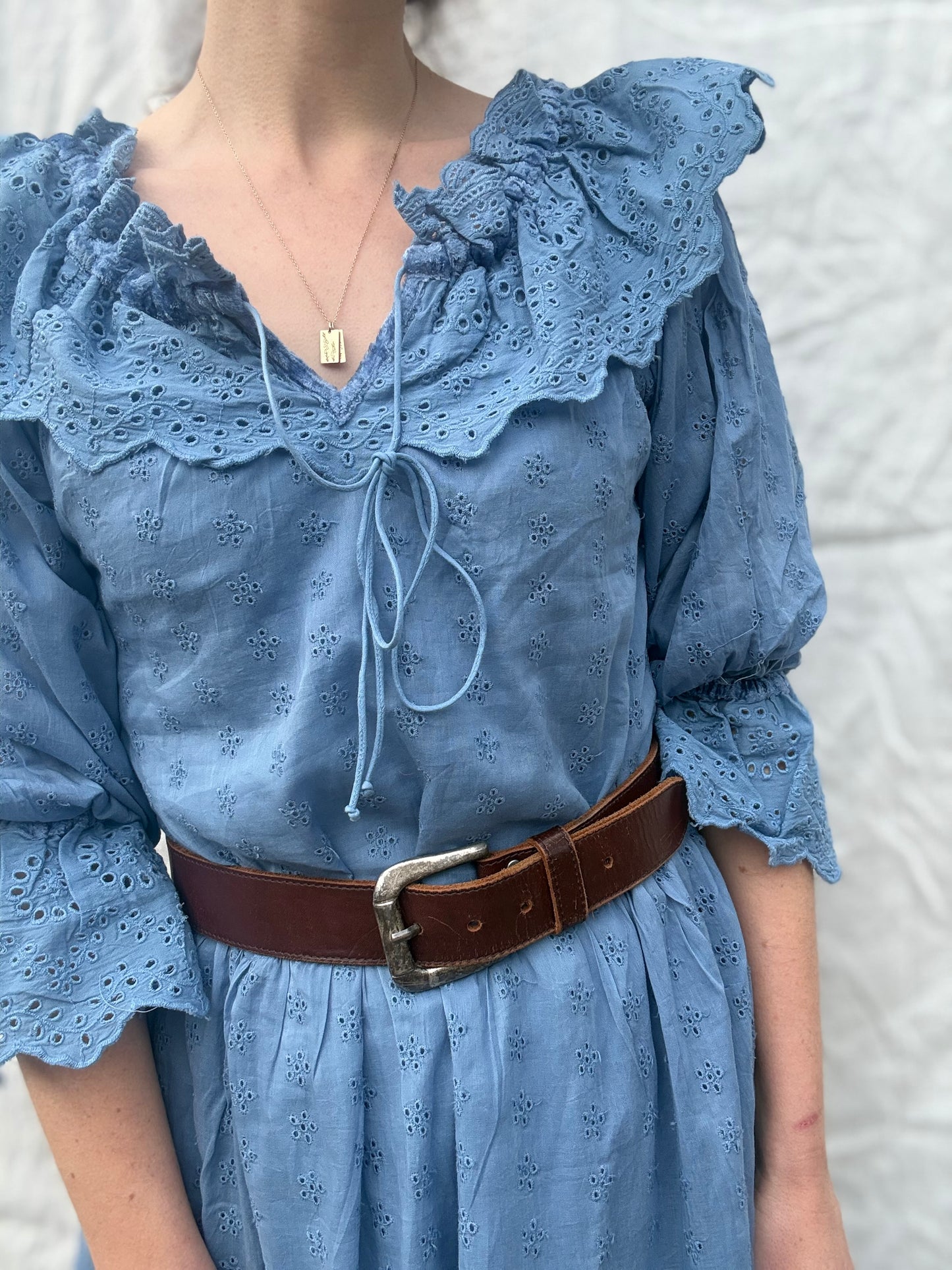 100% RECYCLED COTTON - MARIONETTE DRESS CORNFLOWER BLUE