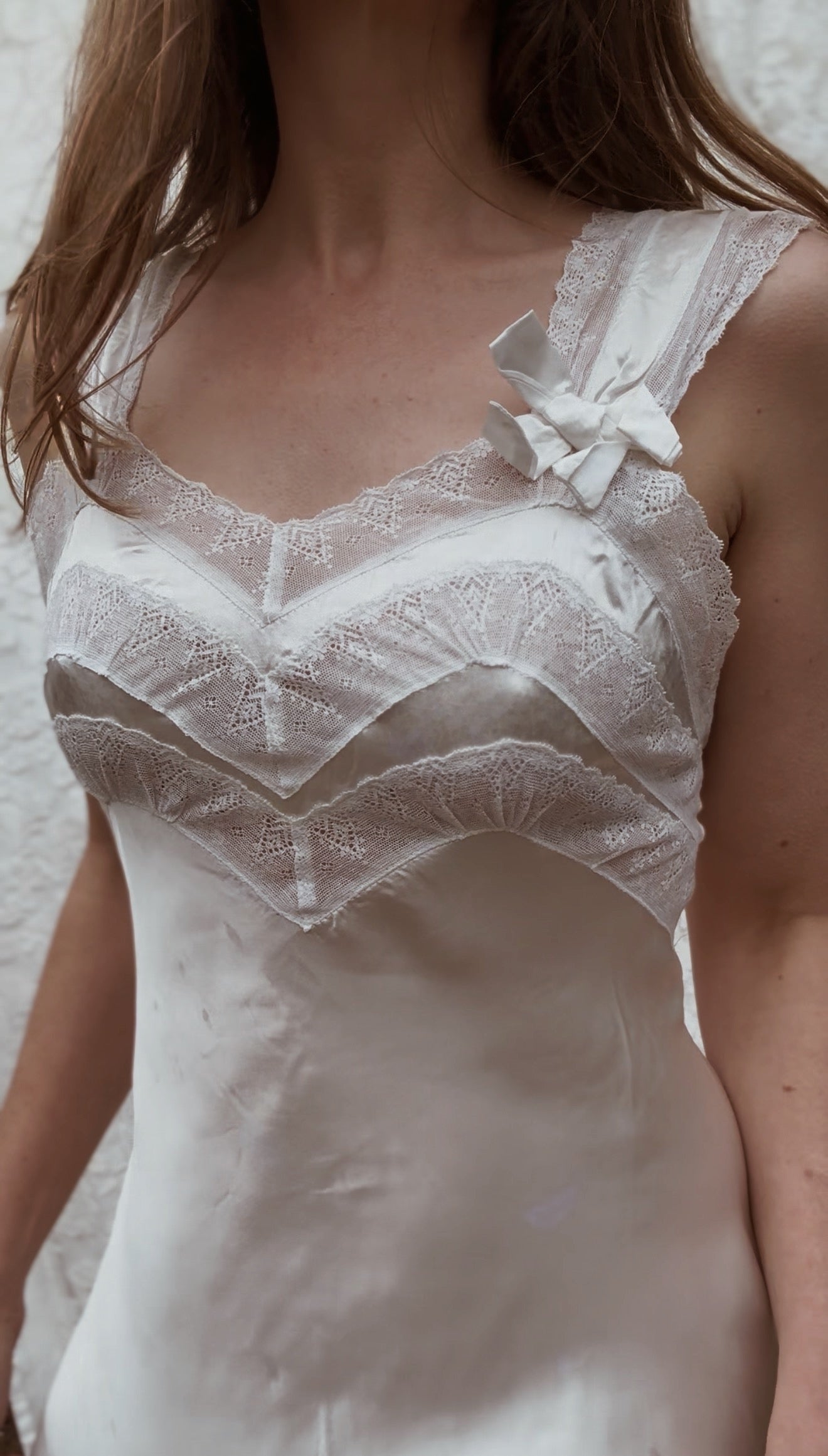 VINTAGE PATOLAINE 1930'S SLIP DRESS WHITE XS