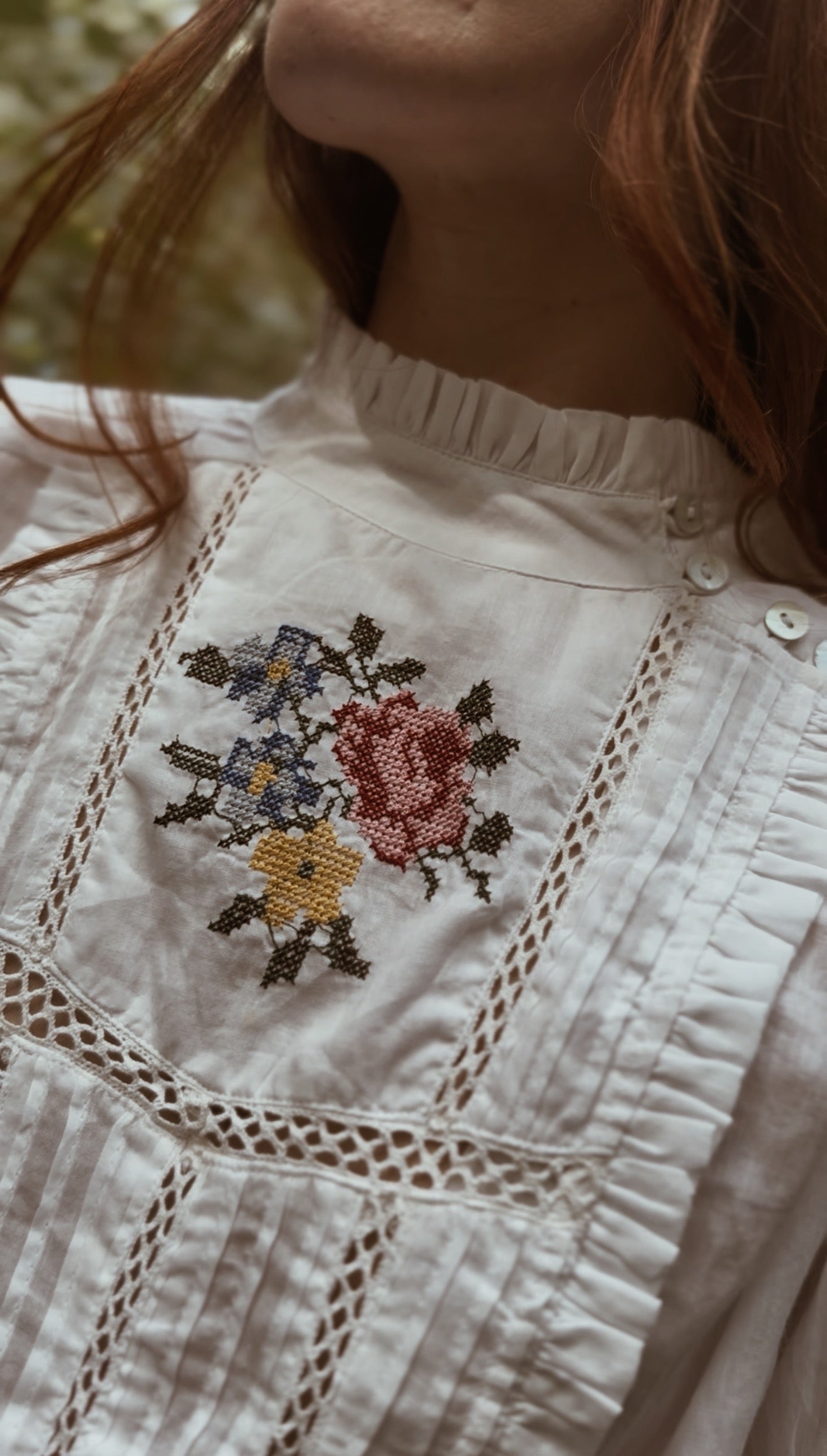 PREORDER PAULINA WHITE CROSS STITCH COTTON DRESS