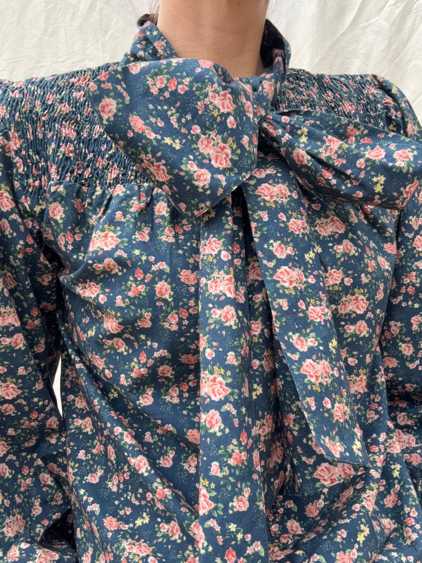 100% RECYCLED COTTON - CLOTHILDE BLOUSE NAVY FLORAL