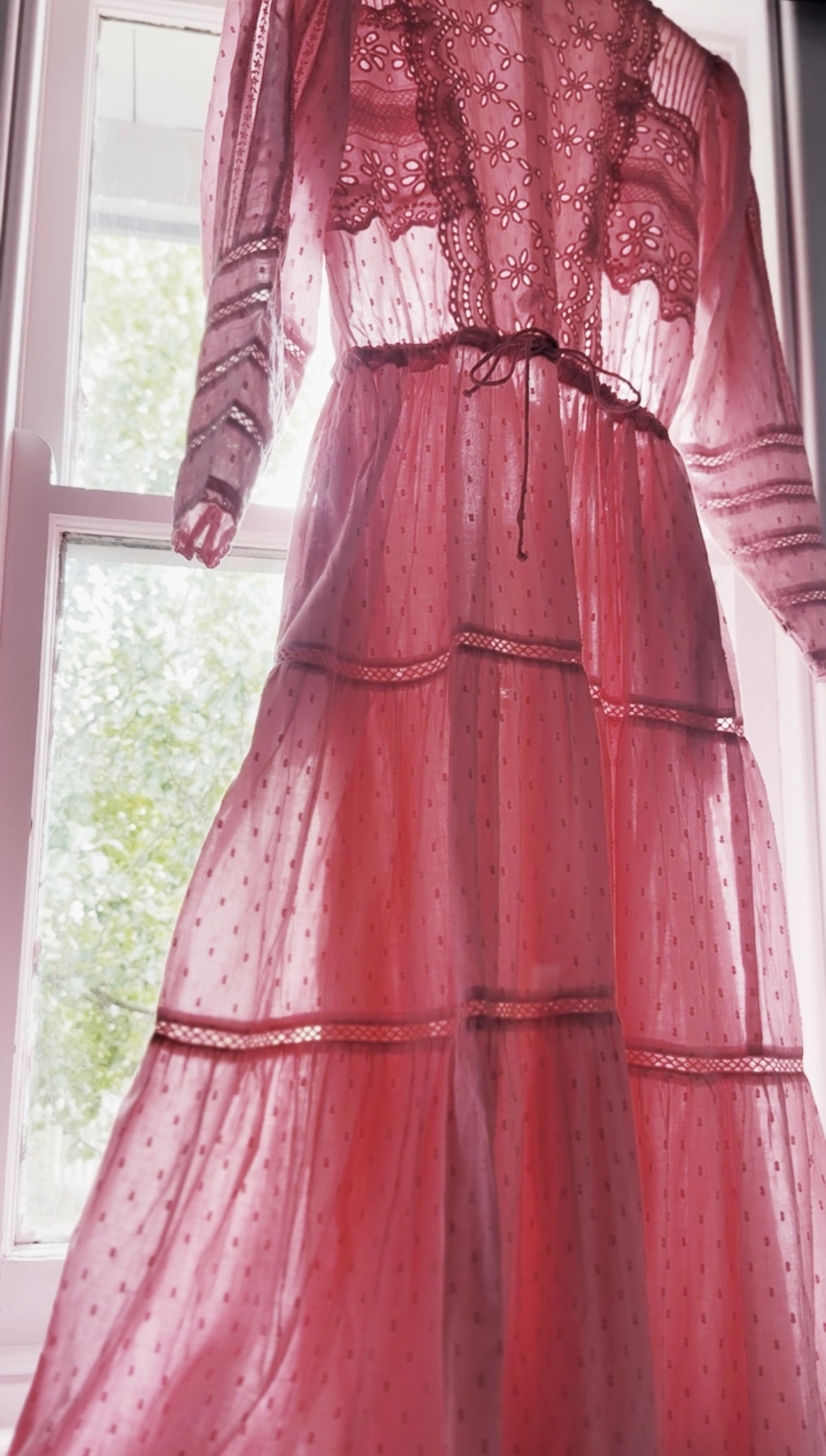 SAINSBURY COTTON LACE DRESS PINK