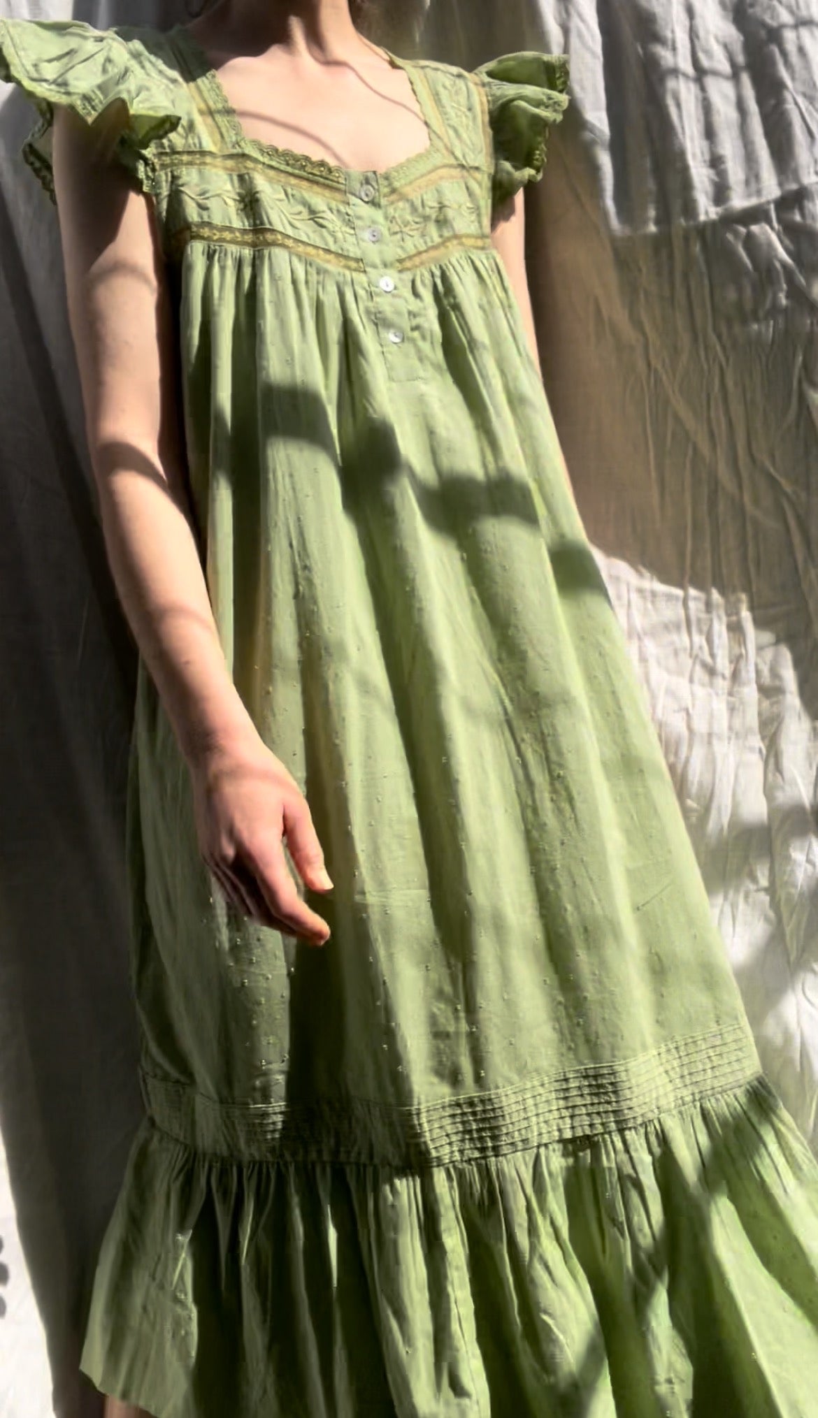100% RECYCLED COTTON - ALICE DRESS SAGE