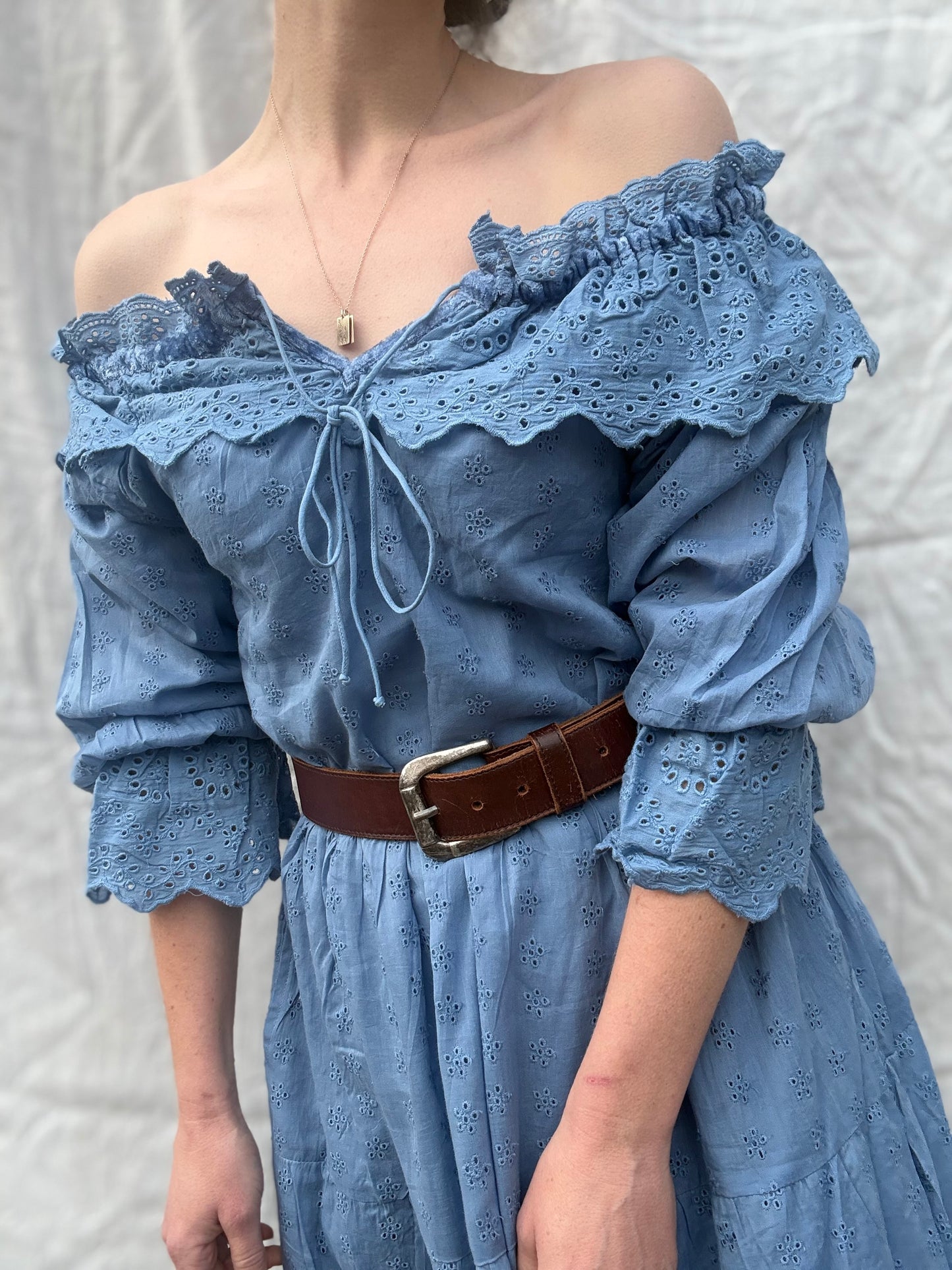 100% RECYCLED COTTON - MARIONETTE DRESS CORNFLOWER BLUE