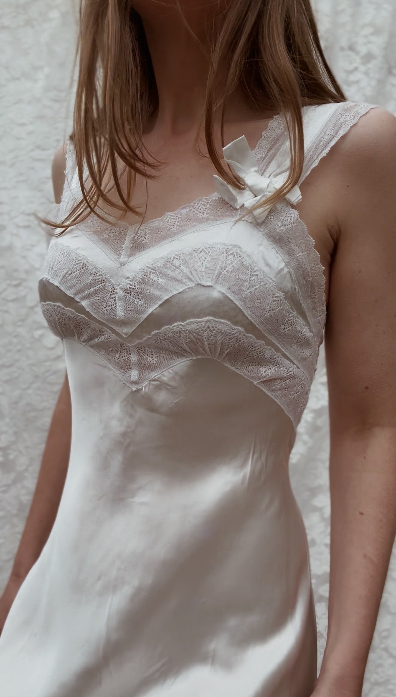 VINTAGE PATOLAINE 1930'S SLIP DRESS WHITE XS