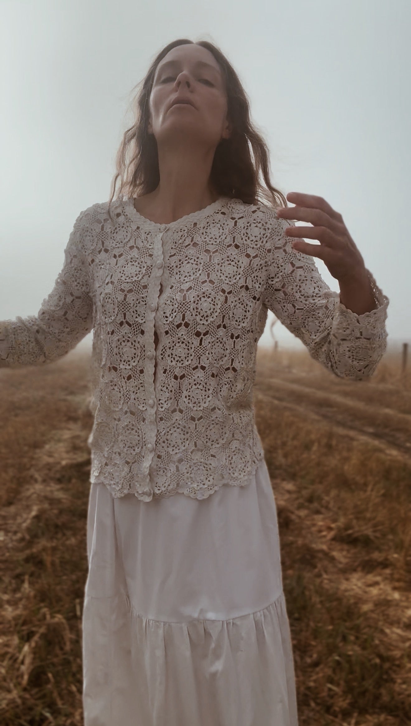 REWORKED CROCHET CARDIGAN OFF WHITE SMALL