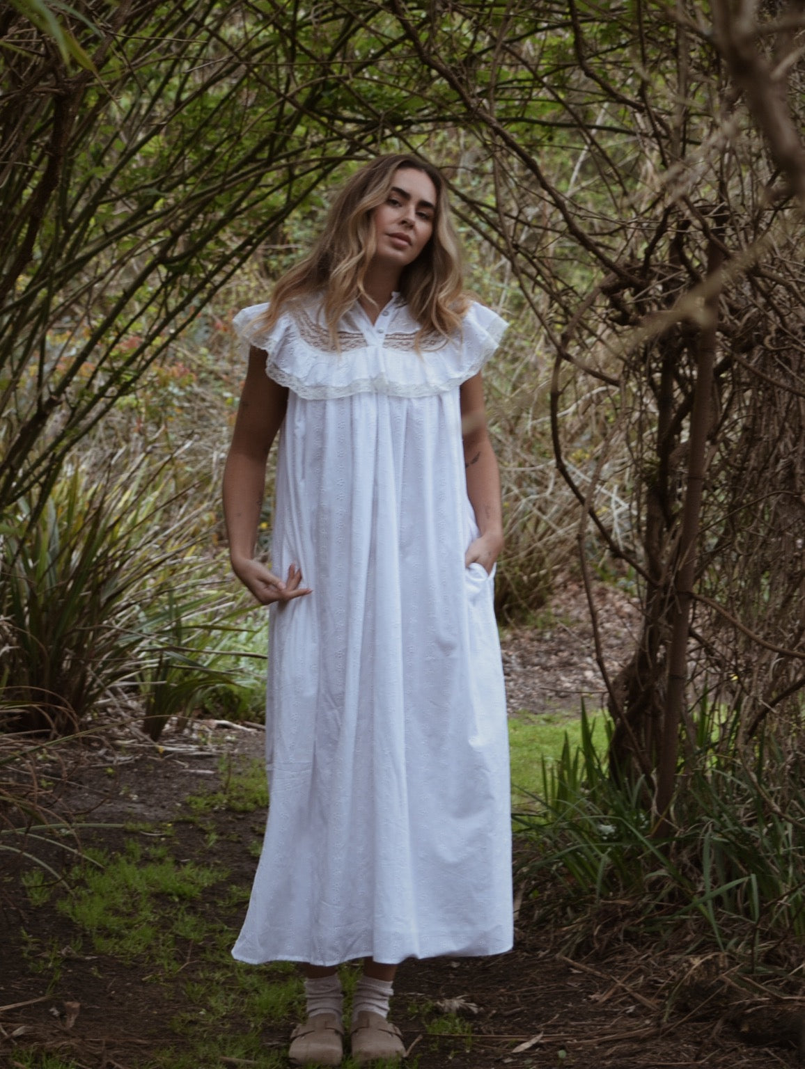 100% RECYCLED COTTON - REVERIE DRESS WHITE