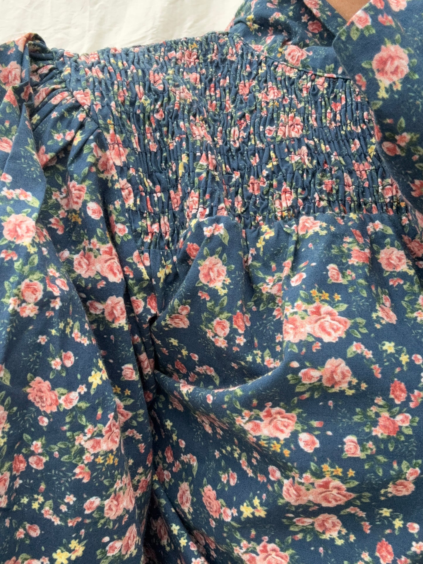 100% RECYCLED COTTON - CLOTHILDE BLOUSE NAVY FLORAL